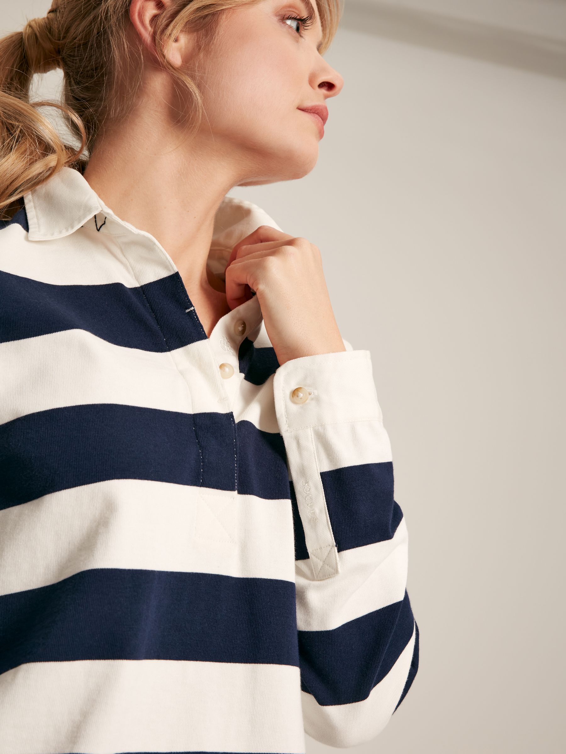 Falmouth Navy & White Cotton Rugby Shirt - Image 4 of 7