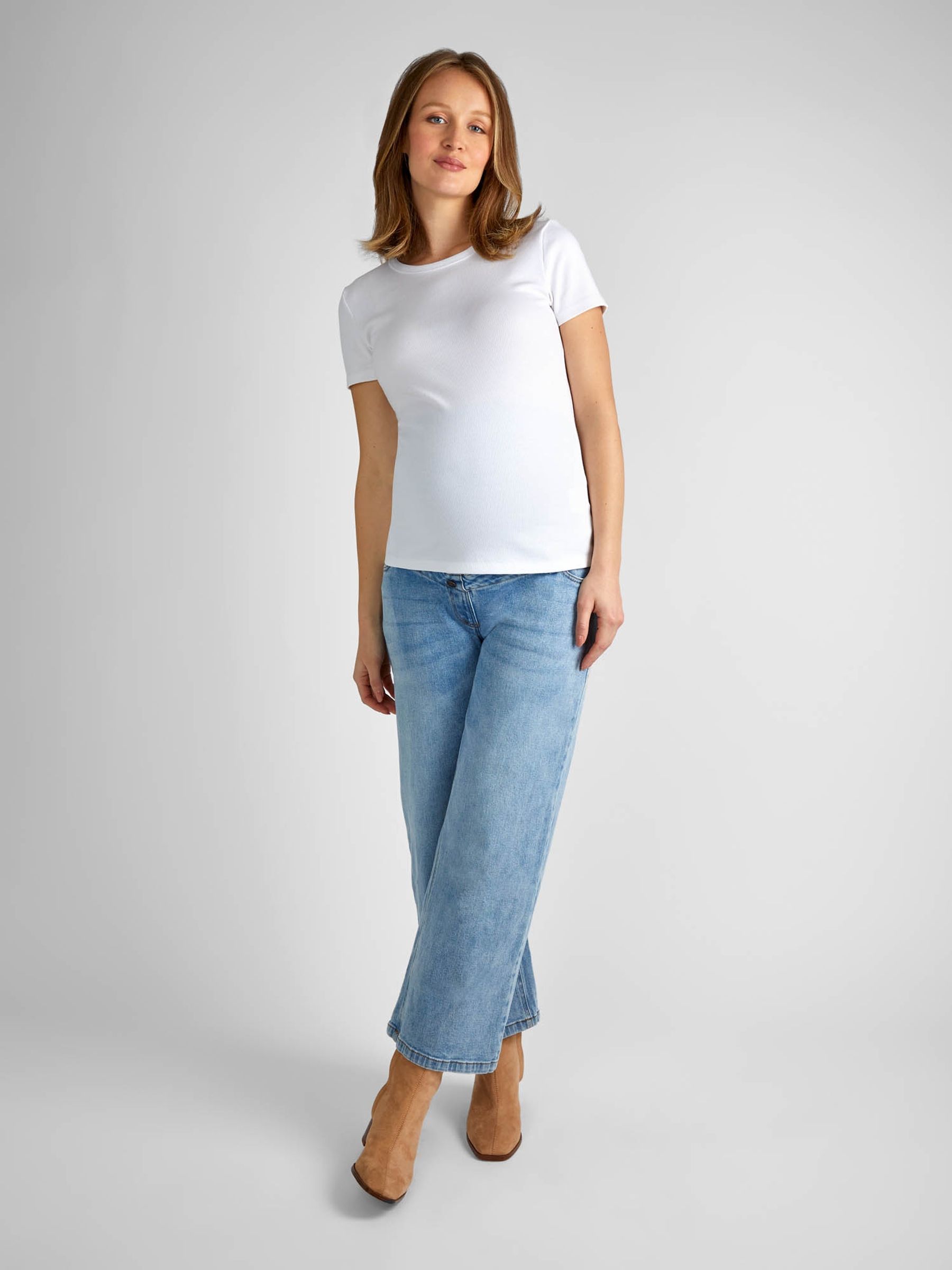 Light Wash Cropped Wide Leg Maternity Jeans - Image 1 of 4