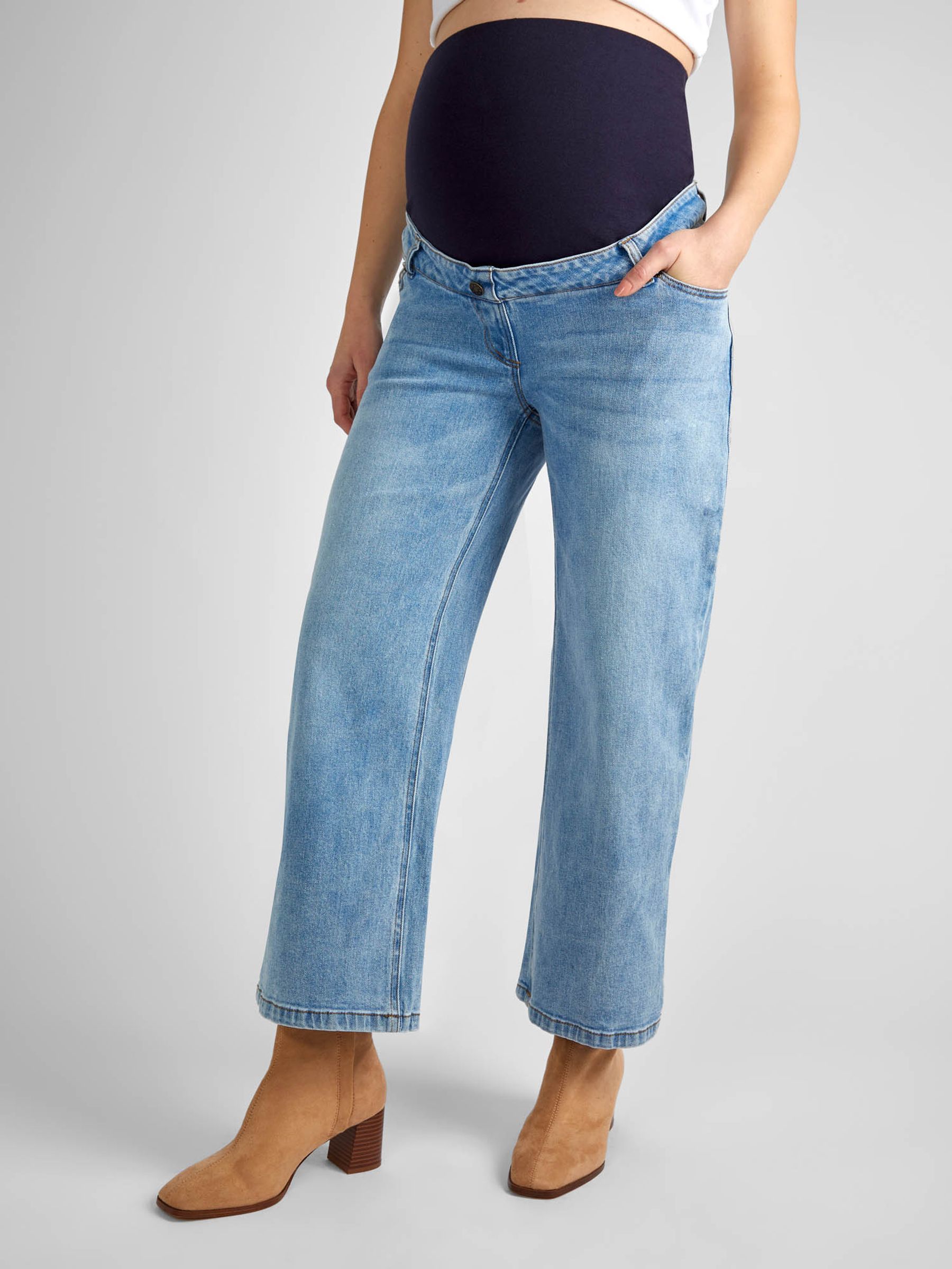 Light Wash Cropped Wide Leg Maternity Jeans - Image 2 of 4