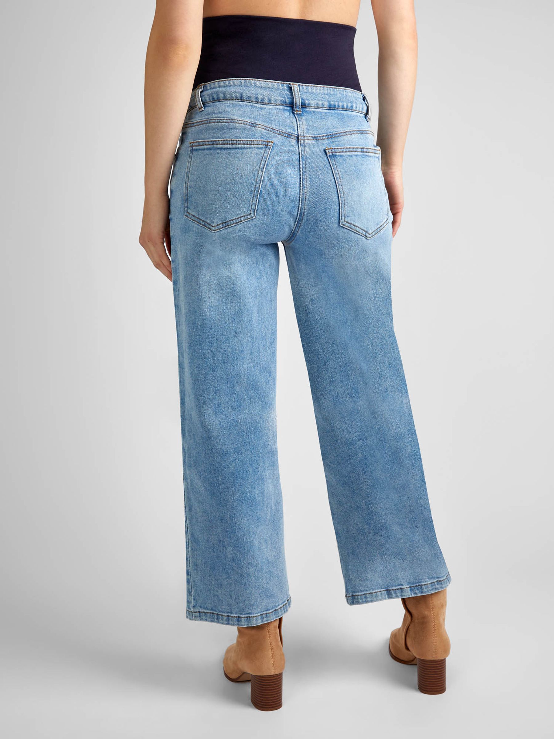 Light Wash Cropped Wide Leg Maternity Jeans - Image 3 of 4