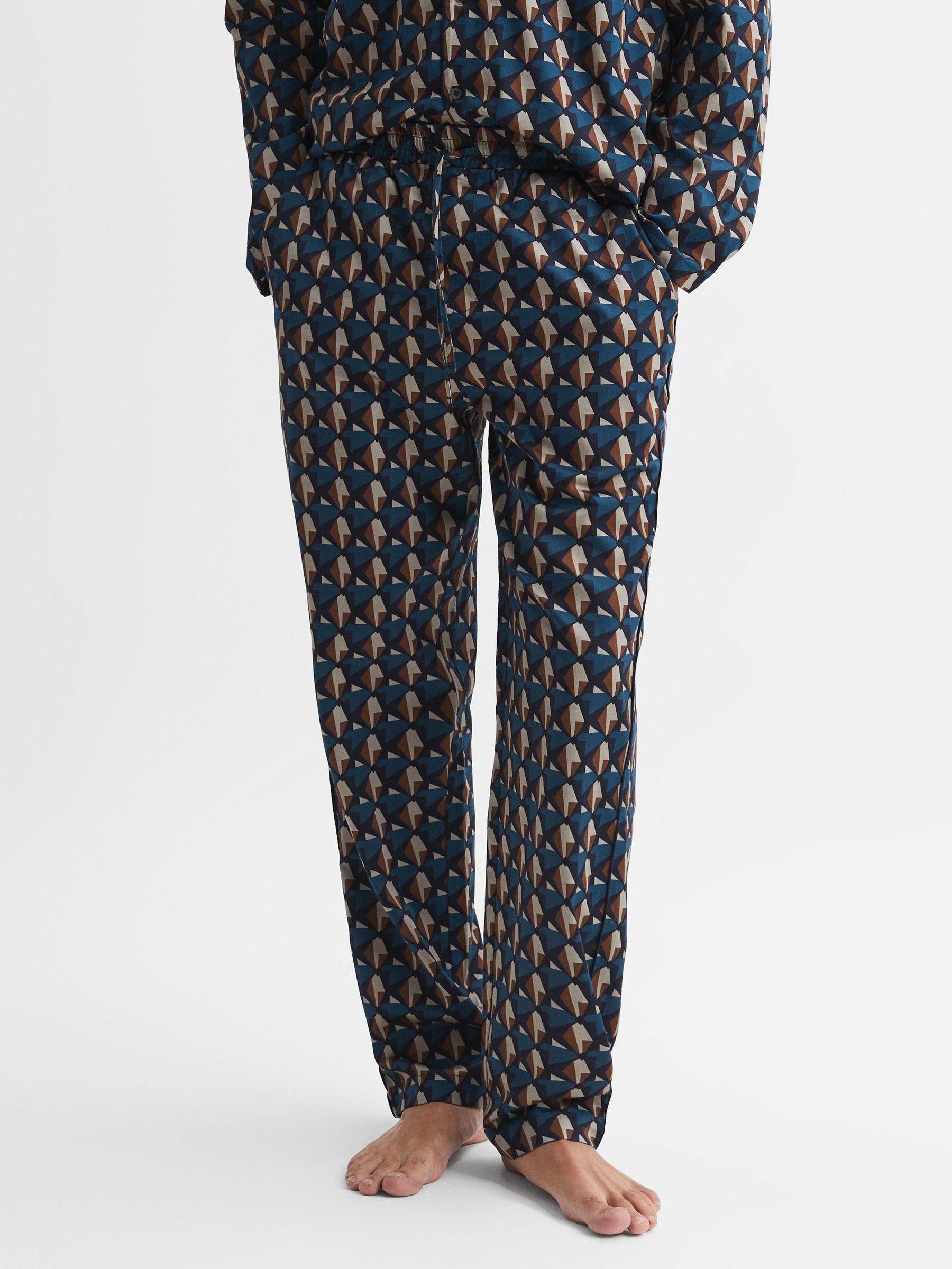 Cotton Printed Drawstring Pyjama Bottoms in Multi - Image 1 of 4