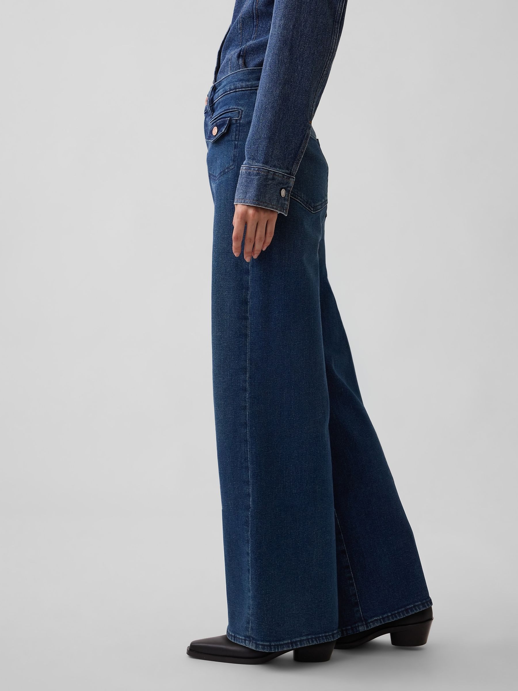 Medium Wash High Waisted Stride Wide-Leg Jeans - Image 3 of 5