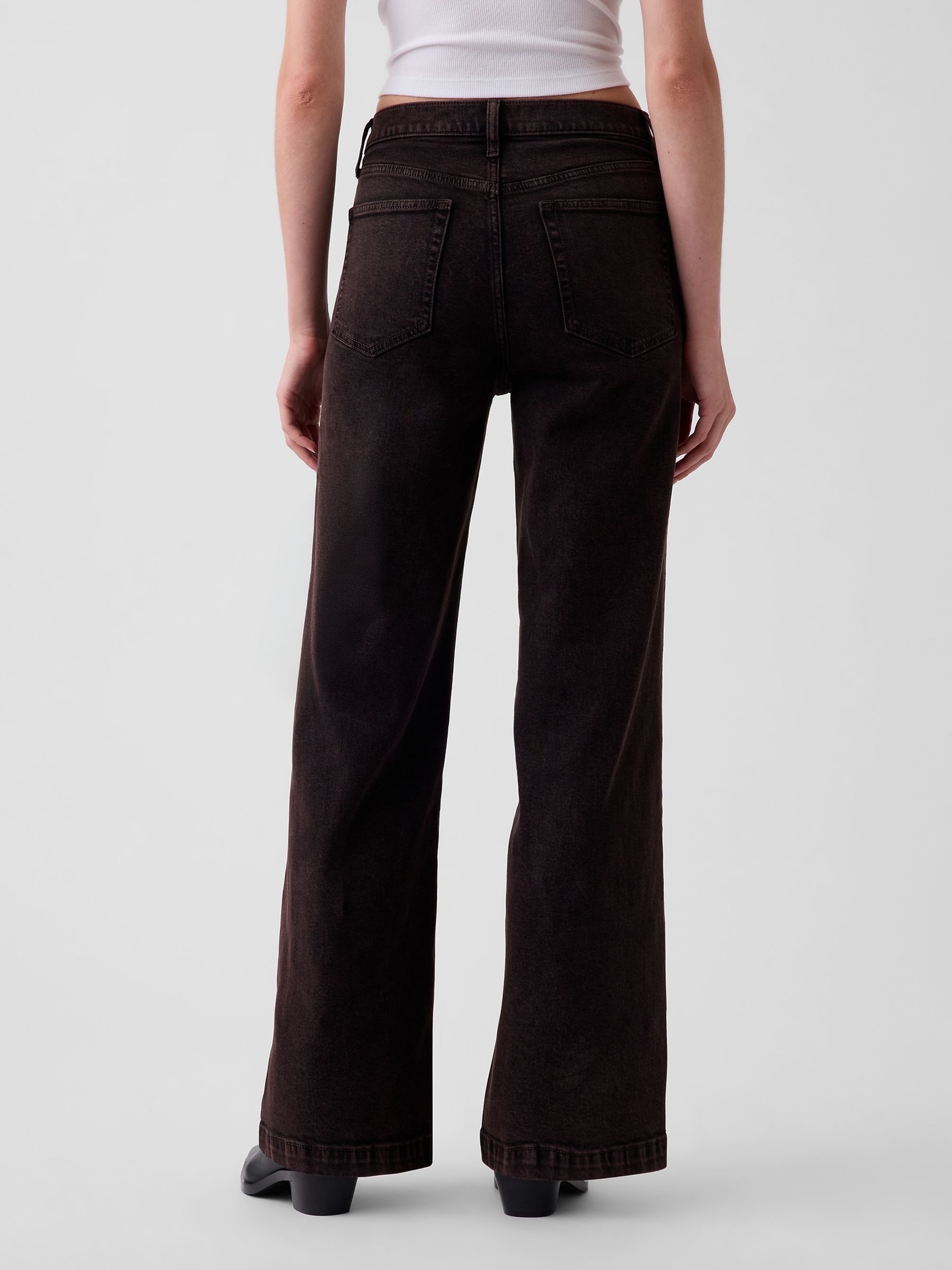 Dark Brown High Waisted Stride Wide-Leg Jeans - Image 2 of 5