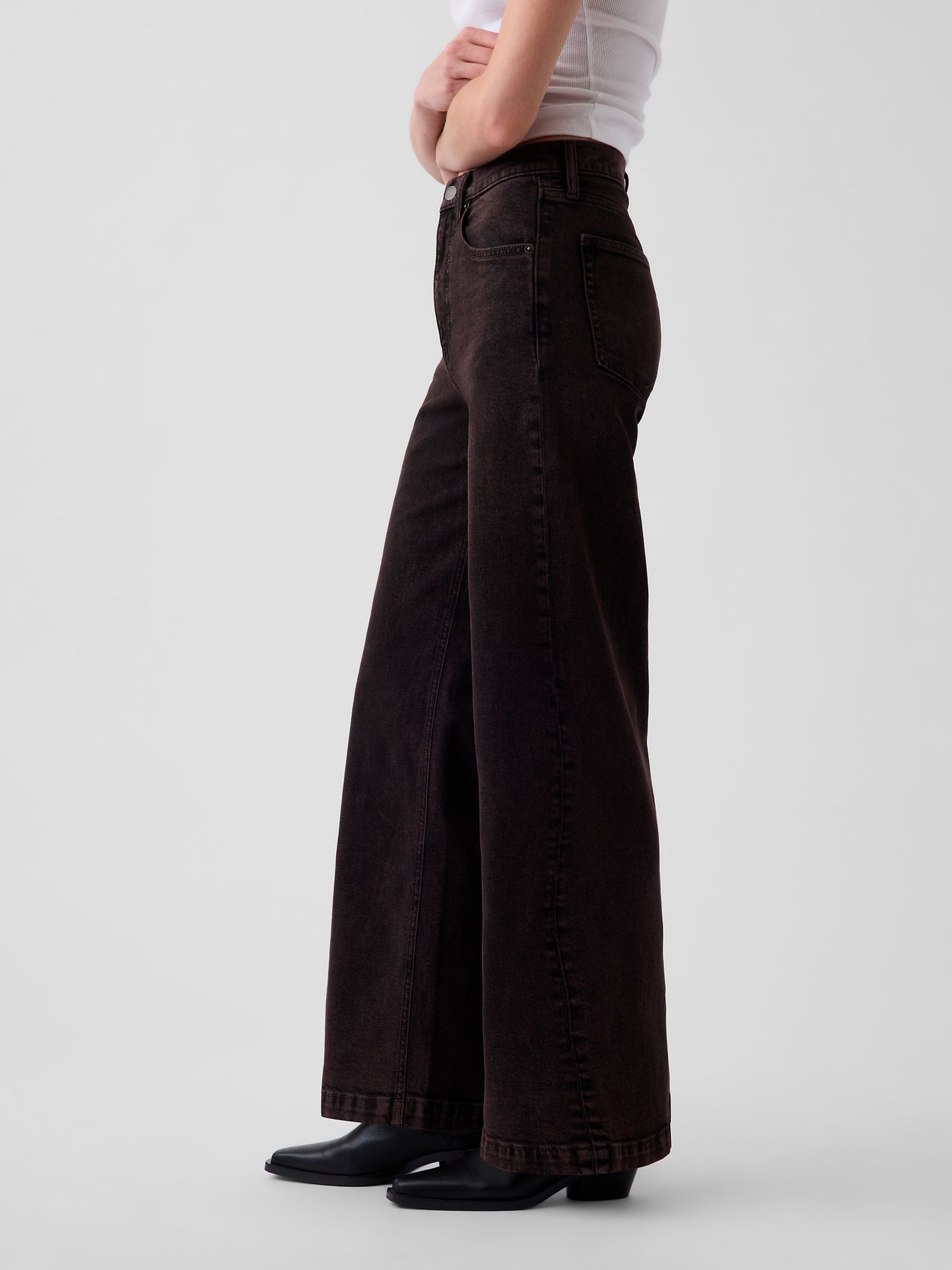 Dark Brown High Waisted Stride Wide-Leg Jeans - Image 5 of 5