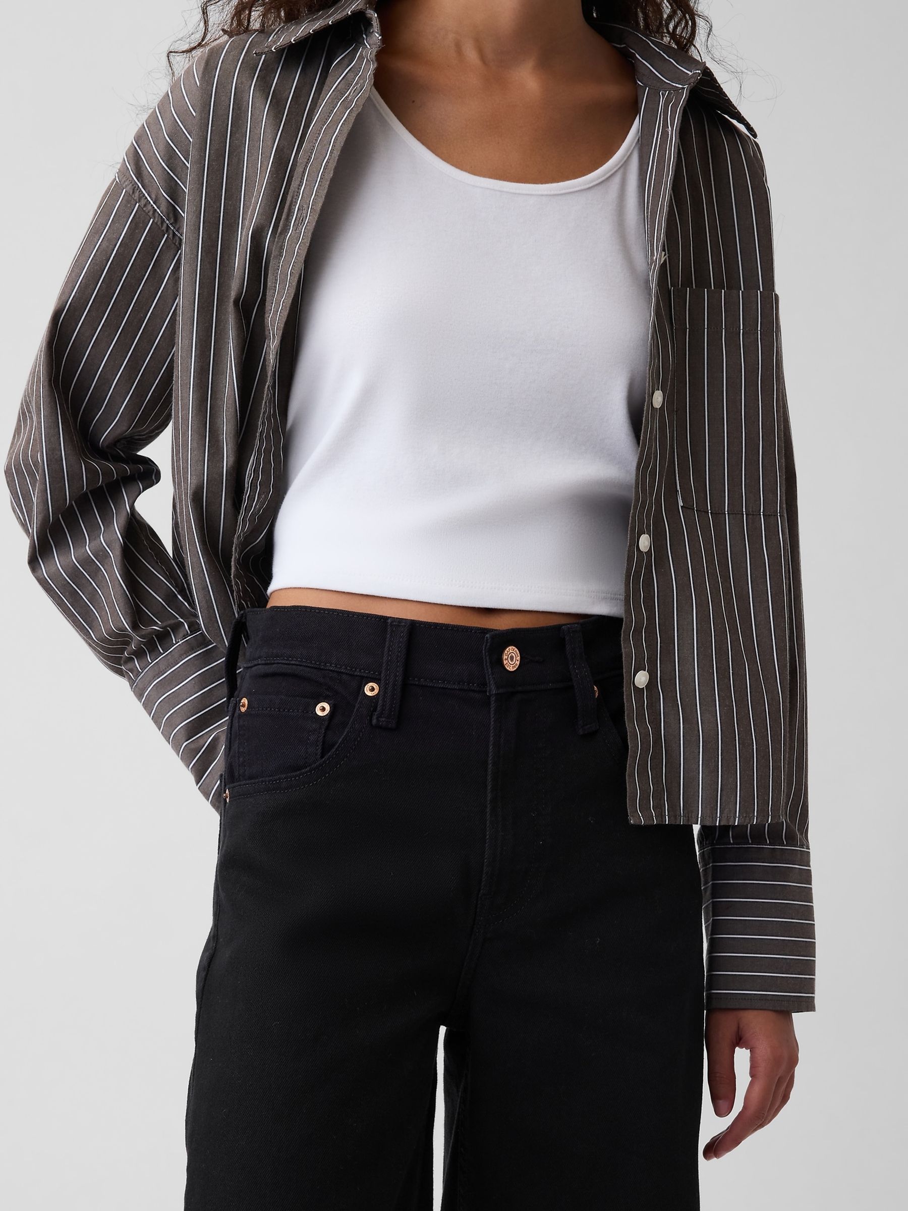 Black High Waisted Stride Wide-Leg Jeans - Image 5 of 5