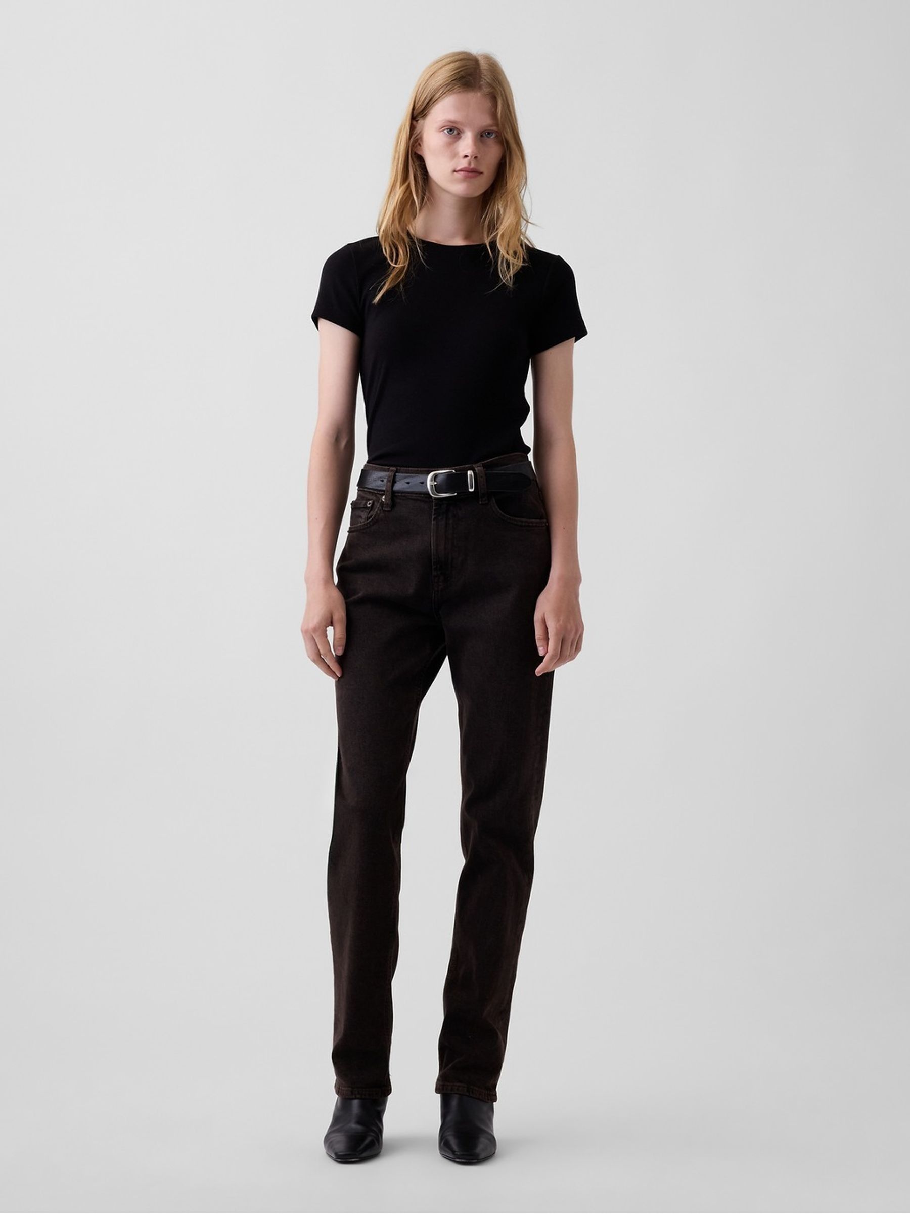 Brown High Waisted '90s Slim Straight Jeans - Image 1 of 8