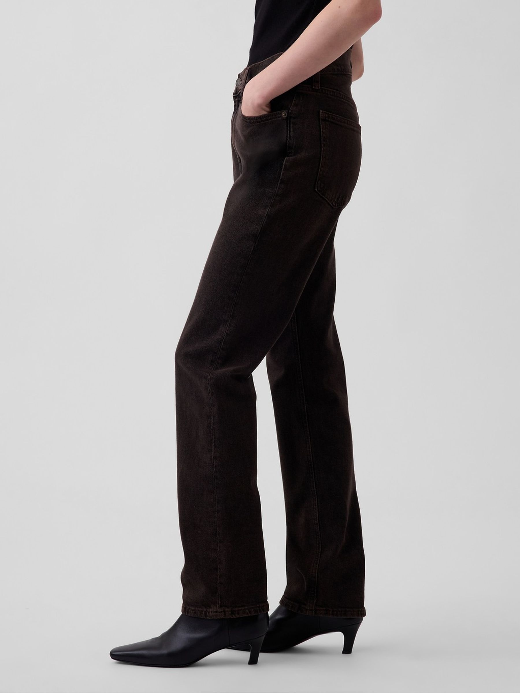 Brown High Waisted '90s Slim Straight Jeans - Image 3 of 8