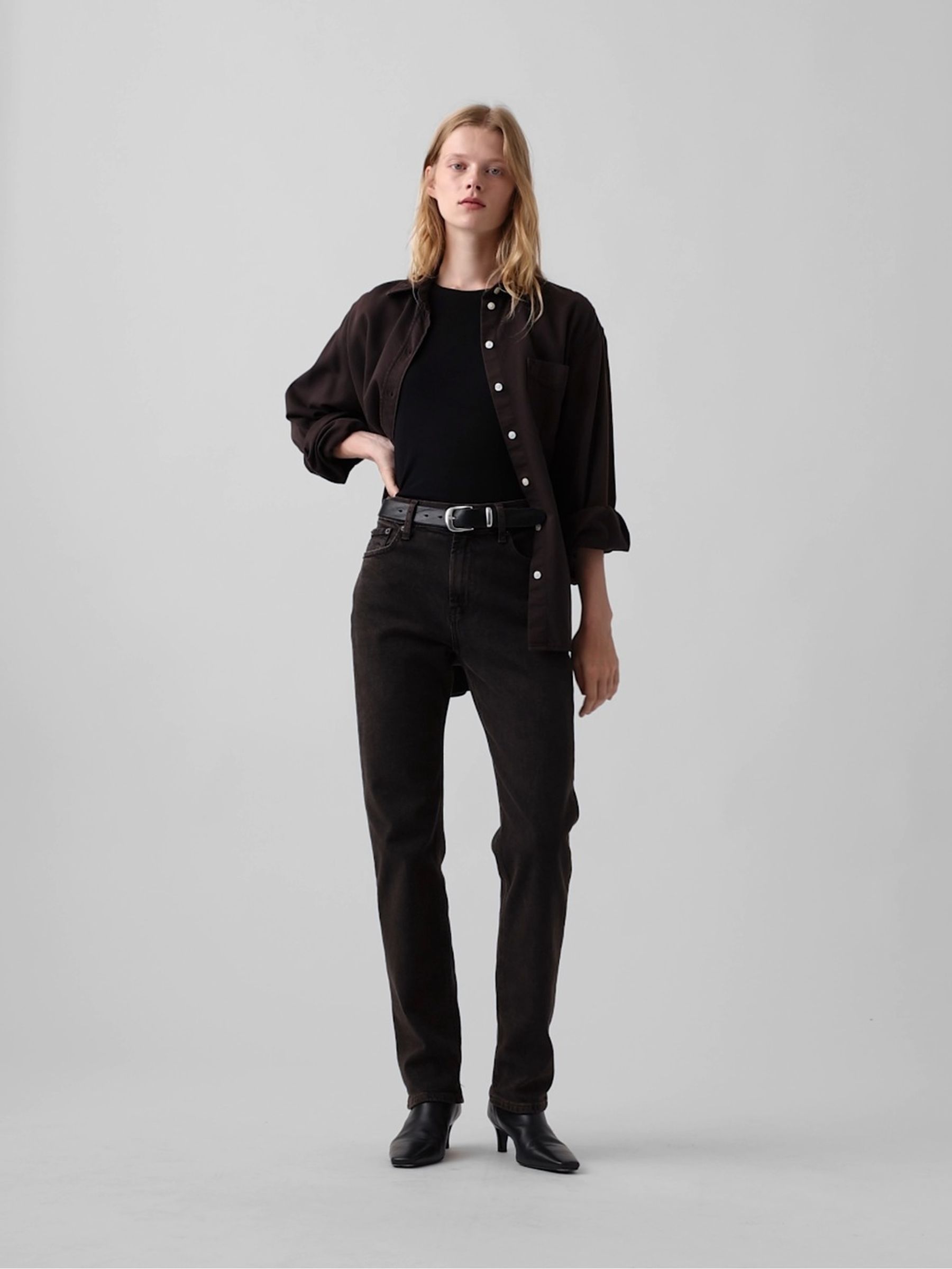 Brown High Waisted '90s Slim Straight Jeans - Image 6 of 8