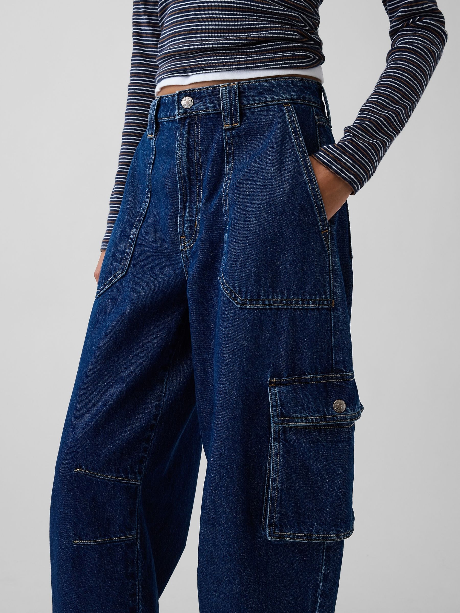 Indigo Wash High Waisted Stride Wide-Leg Jeans - Image 5 of 5 Indigo Wash High Waisted Stride Wide-Leg Jeans - Image 5 of 5