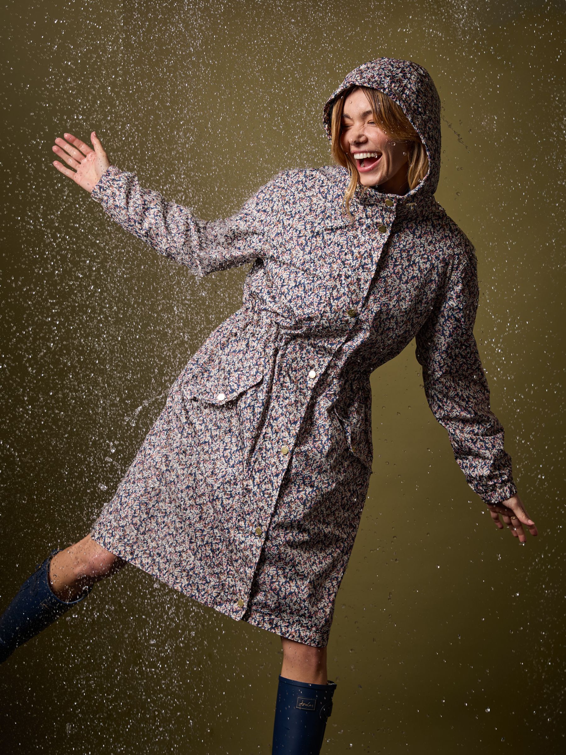 Holkham Ditsy Floral Waterproof Packable Raincoat With Hood - Image 10 of 11