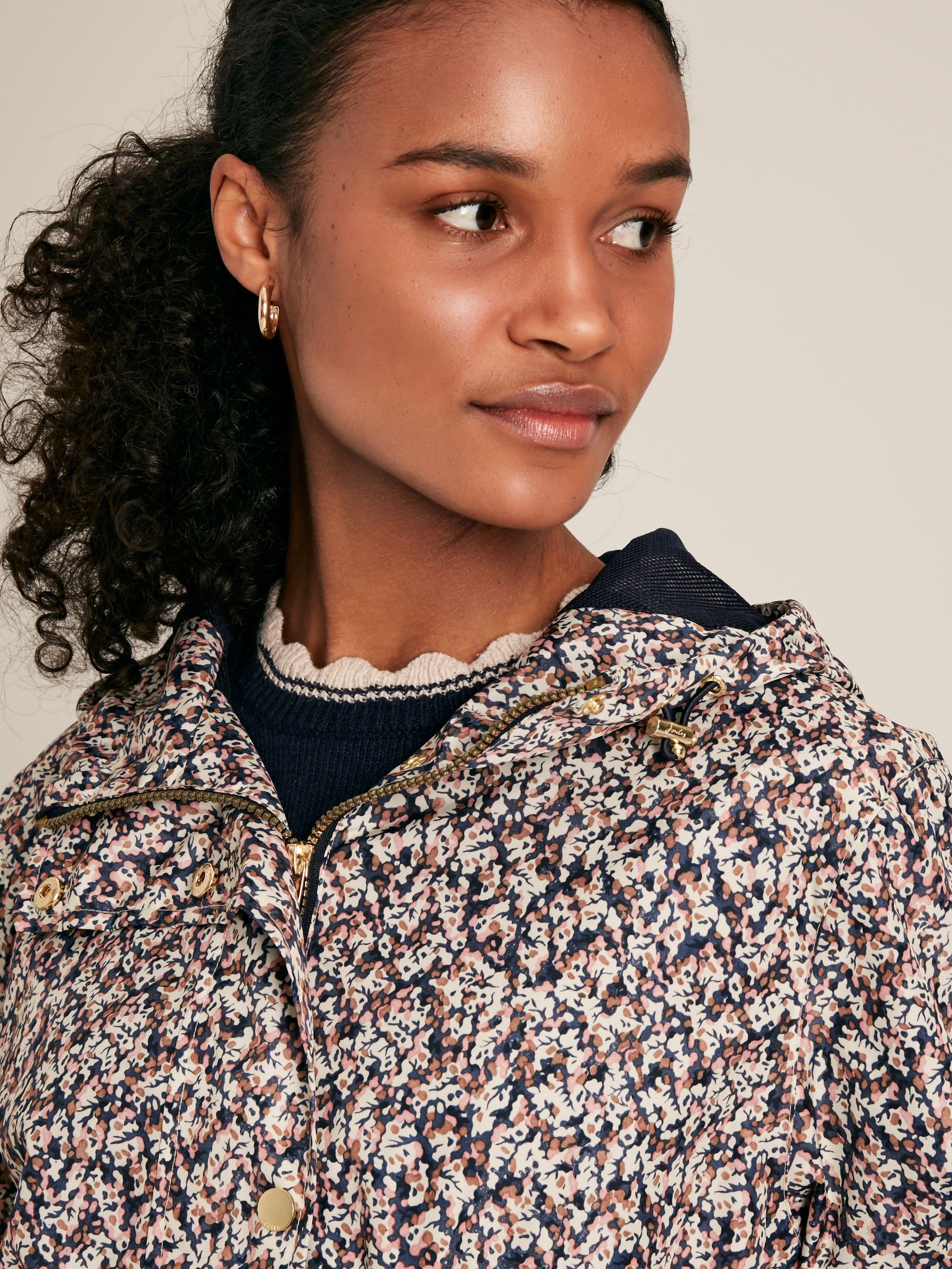 Holkham Ditsy Floral Waterproof Packable Raincoat With Hood - Image 5 of 11