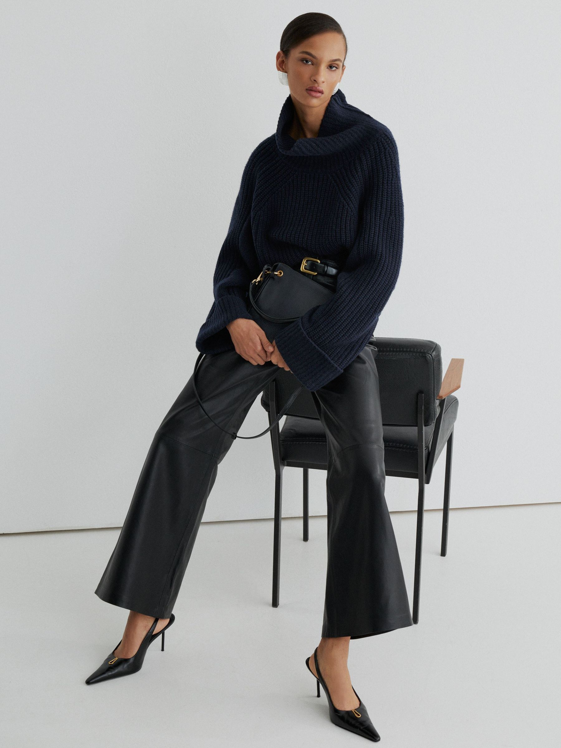 Atelier Navy Wool-Cashmere Ribbed Roll-Neck Jumper in Navy - Image 3 of 9