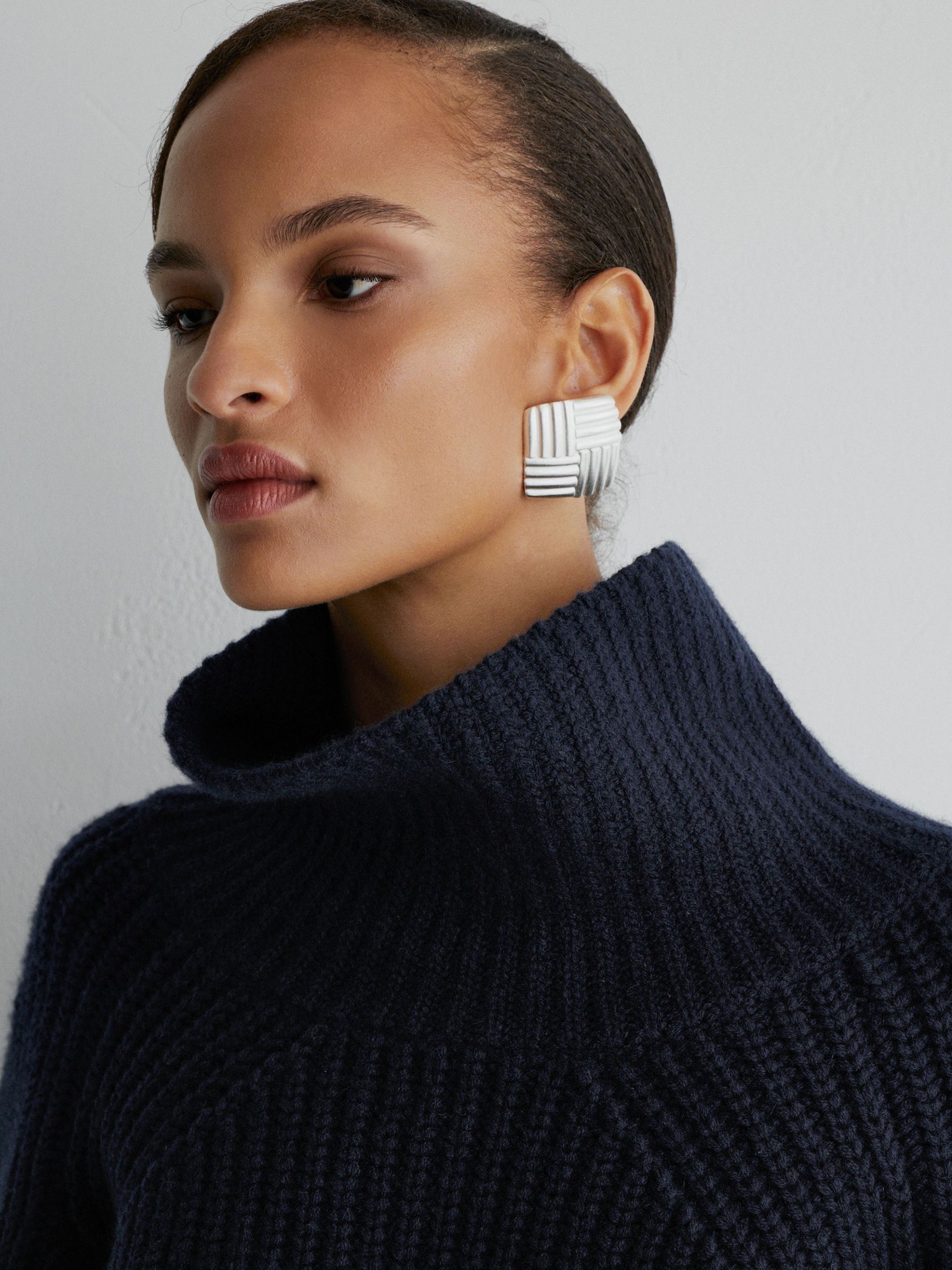 Atelier Navy Wool-Cashmere Ribbed Roll-Neck Jumper in Navy - Image 4 of 9