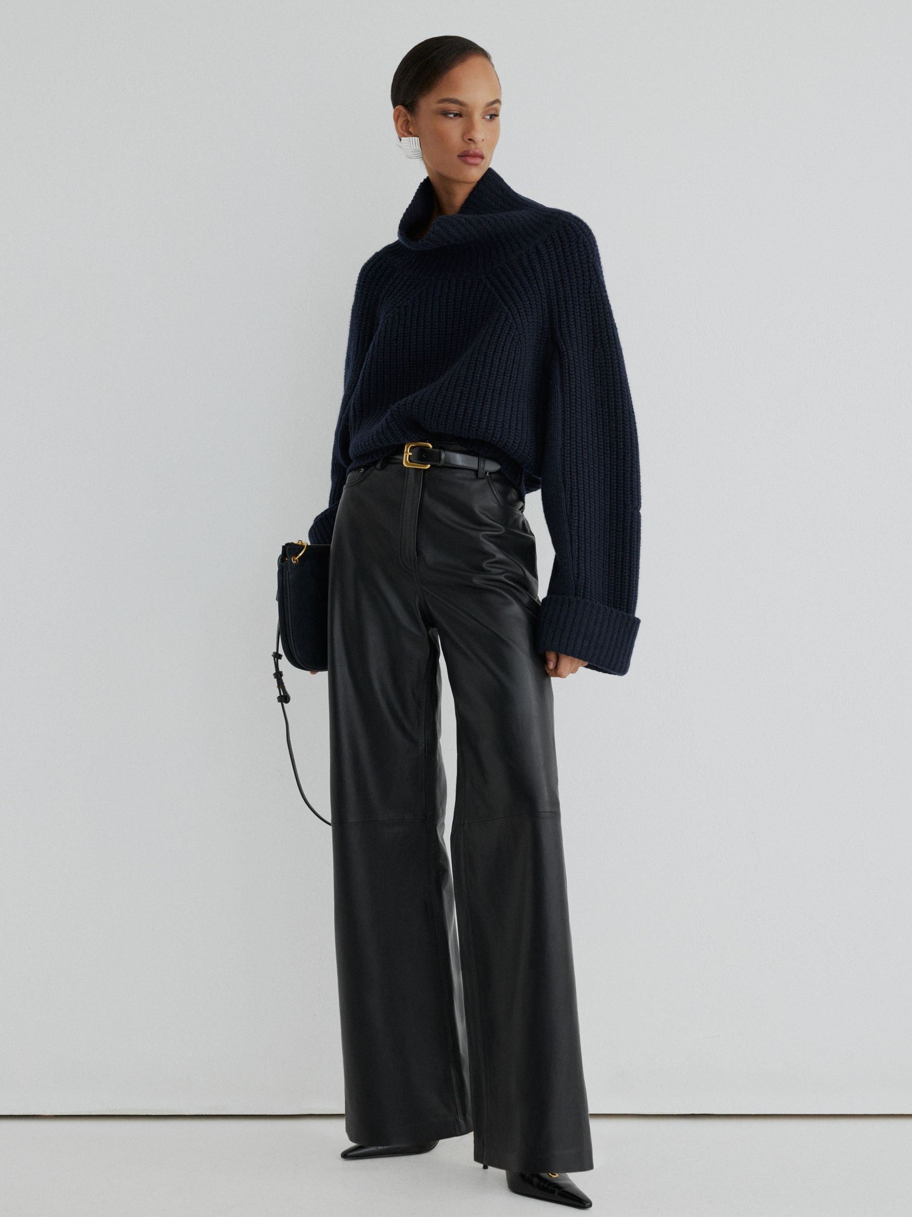 Atelier Navy Wool-Cashmere Ribbed Roll-Neck Jumper in Navy - Image 6 of 9