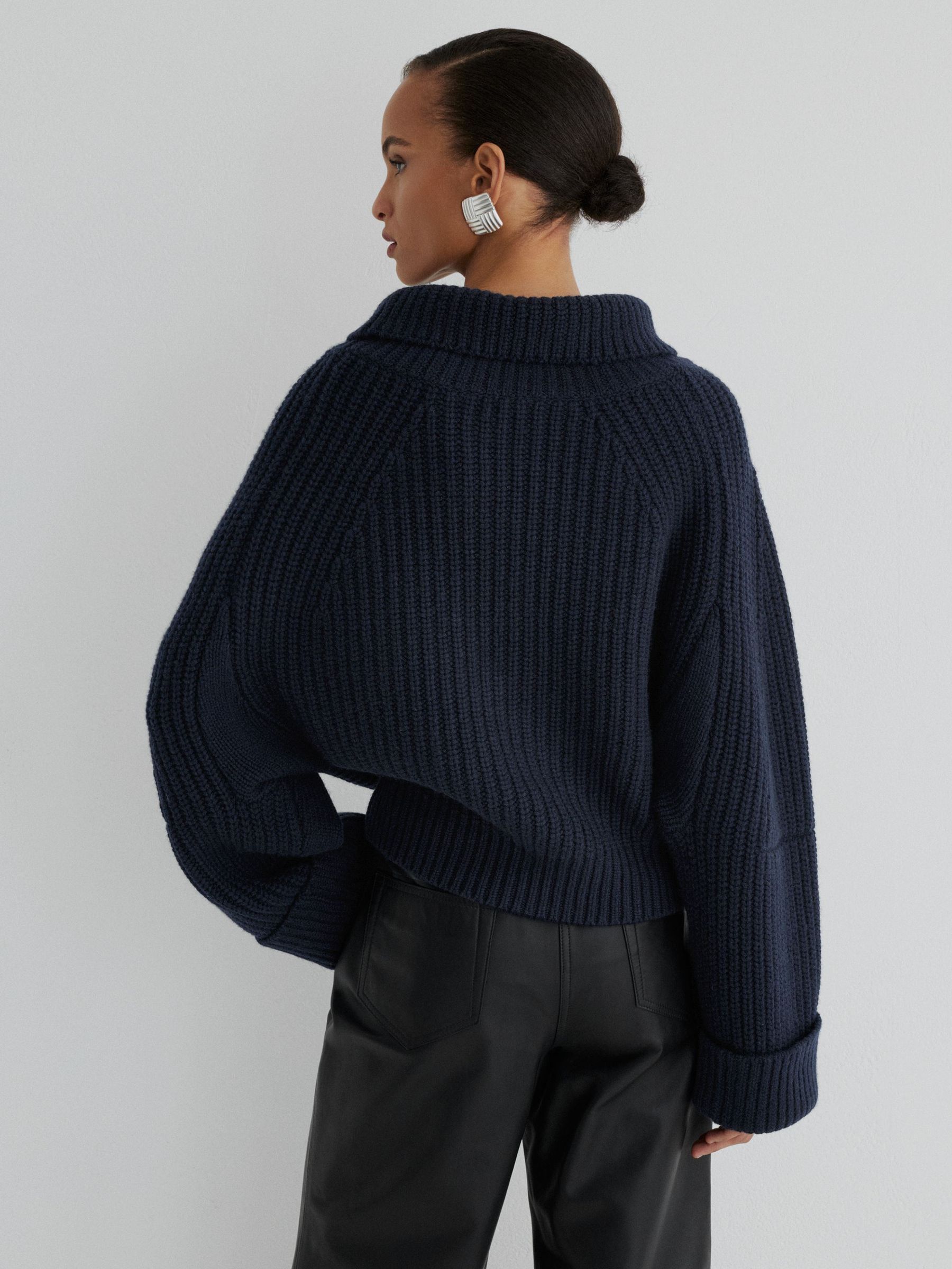 Atelier Navy Wool-Cashmere Ribbed Roll-Neck Jumper in Navy - Image 8 of 9