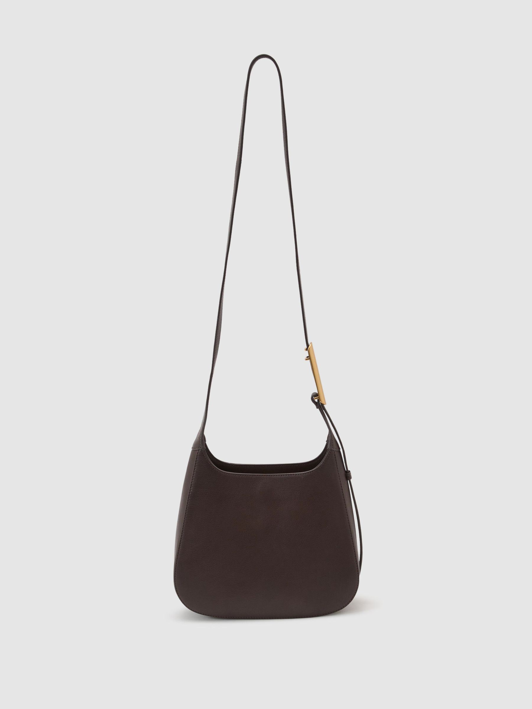 Leather Pouch Crossbody Bag in Chocolate - Image 2 of 6