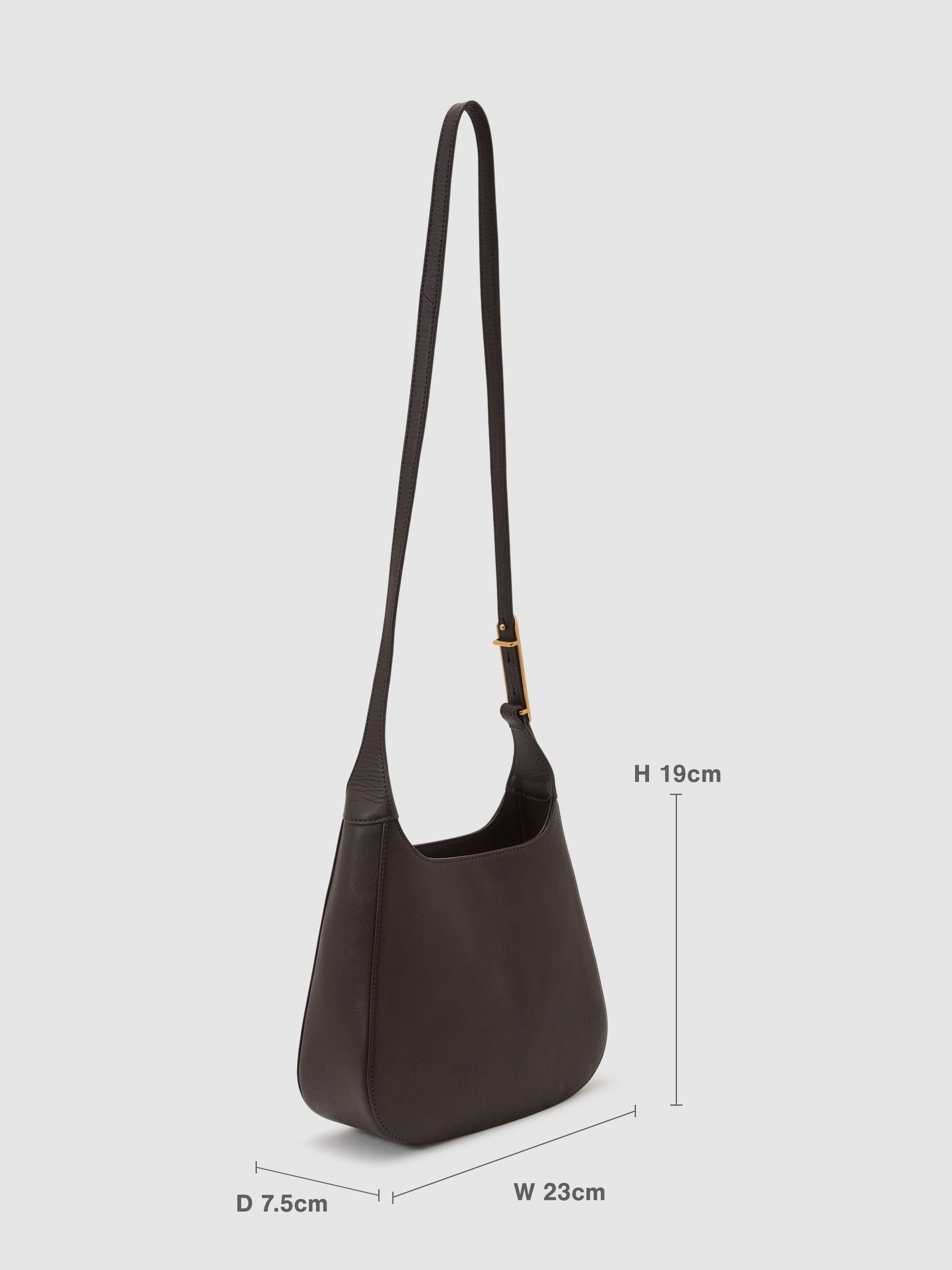 Leather Pouch Crossbody Bag in Chocolate - Image 3 of 6