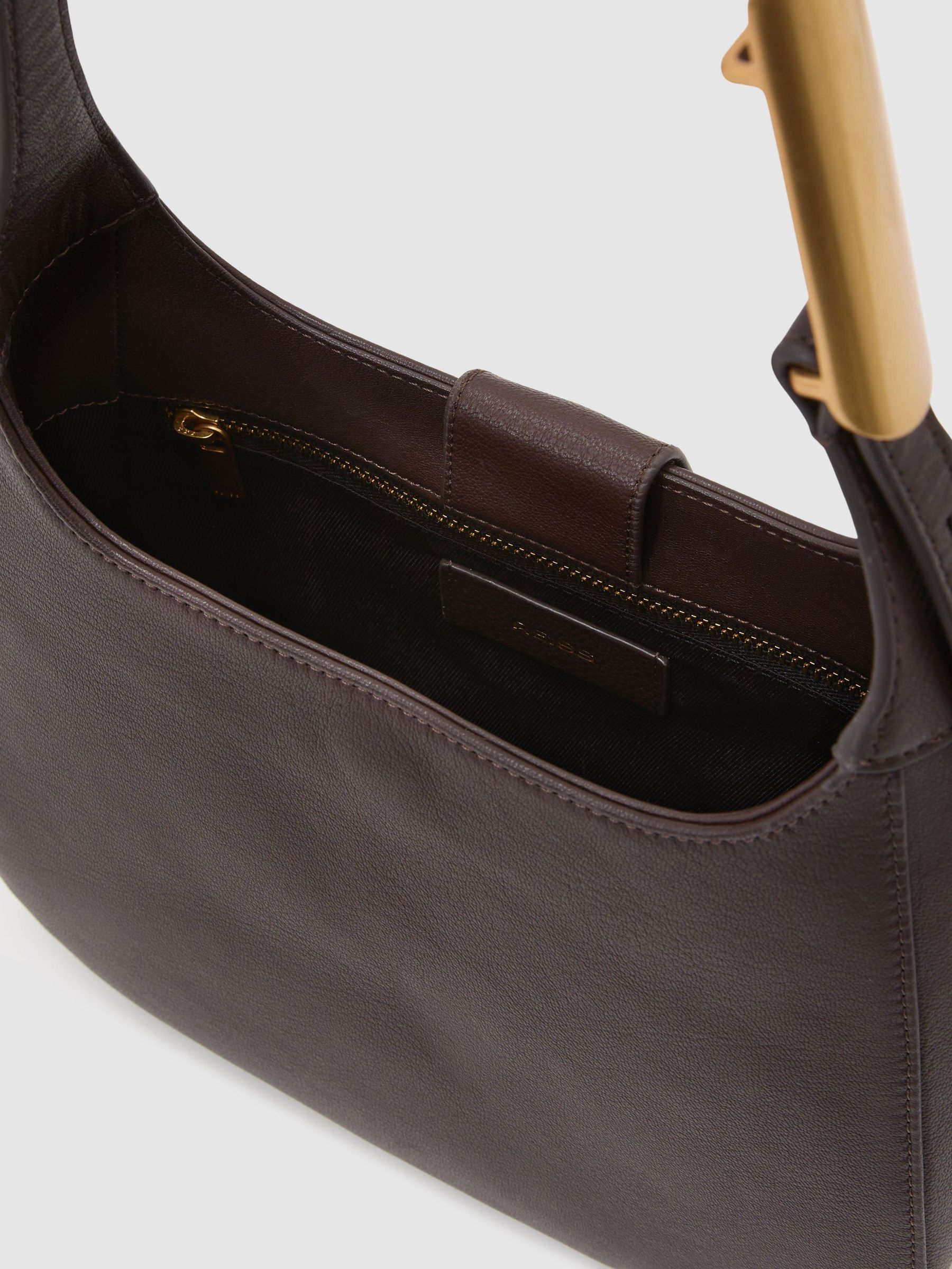 Leather Pouch Crossbody Bag in Chocolate - Image 4 of 6