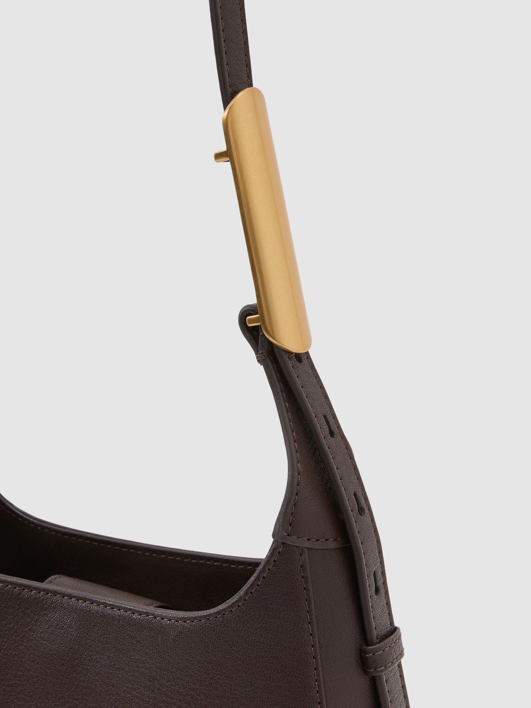 Leather Pouch Crossbody Bag in Chocolate - Image 5 of 6