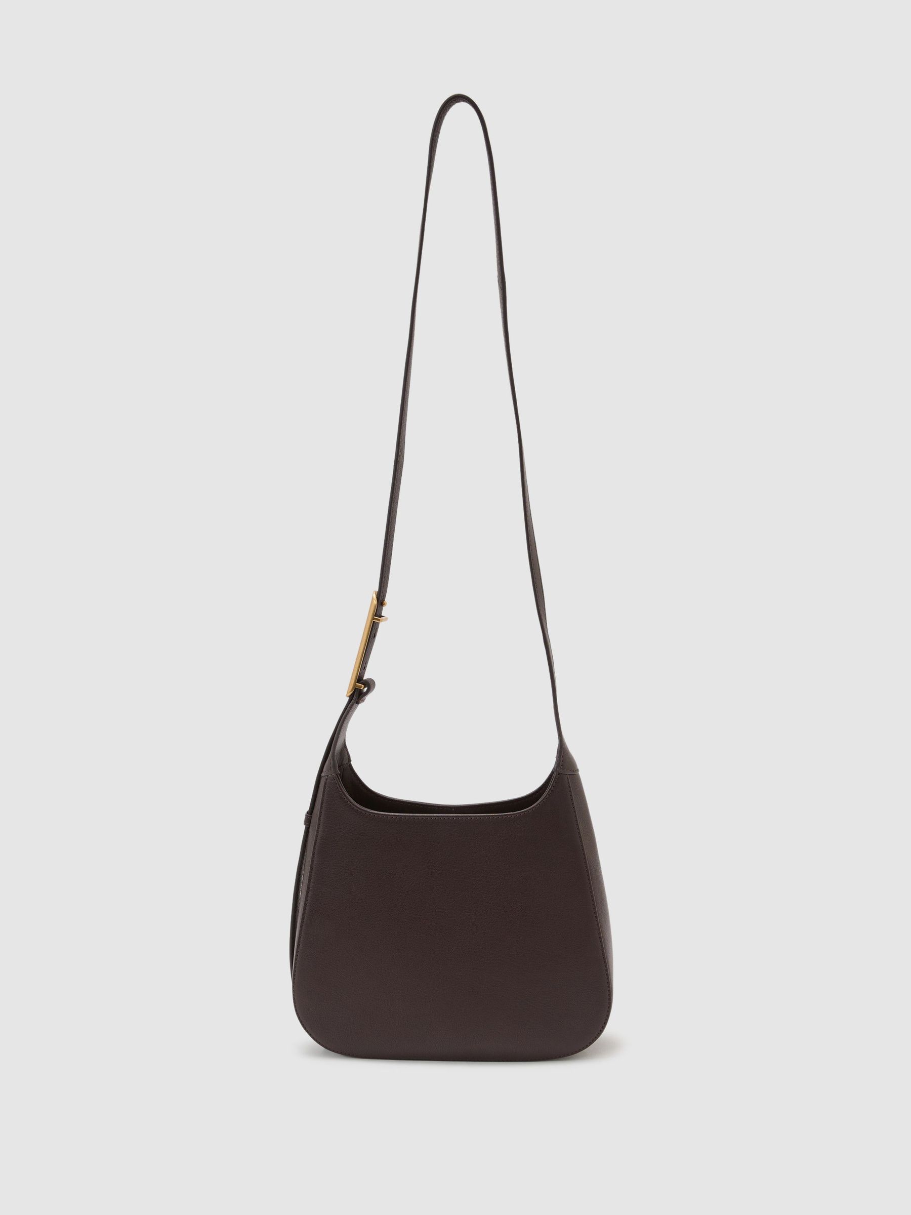 Leather Pouch Crossbody Bag in Chocolate - Image 6 of 6