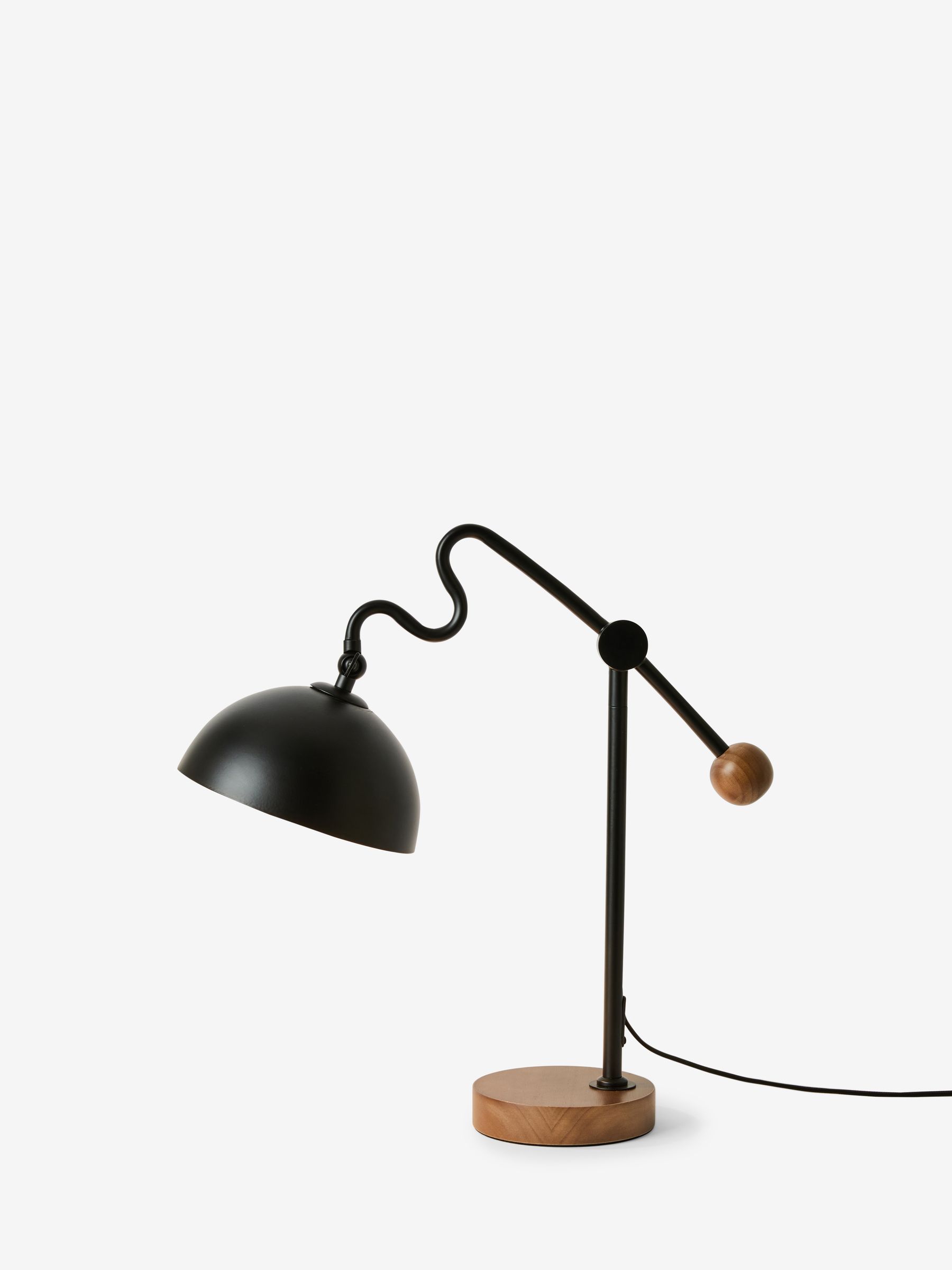 Avery Table Lamp in Black/Wood - Image 3 of 5