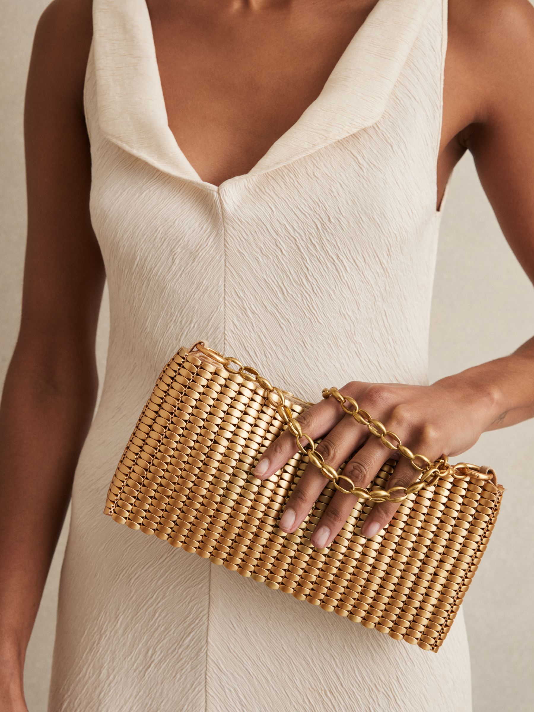 Beaded Removable Strap Shoulder Bag in Gold - Image 2 of 7
