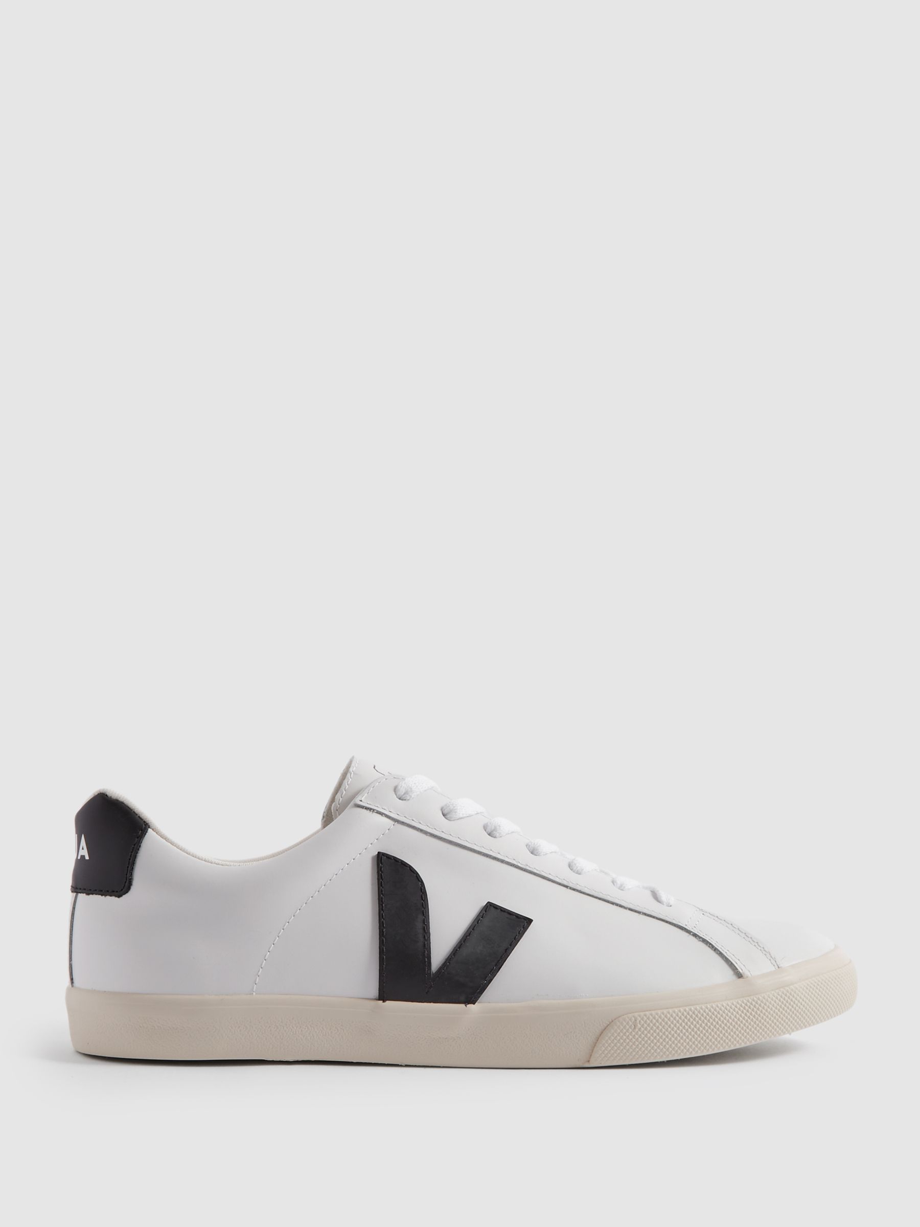 Veja Leather Trainers in Extra White Black - Image 1 of 3