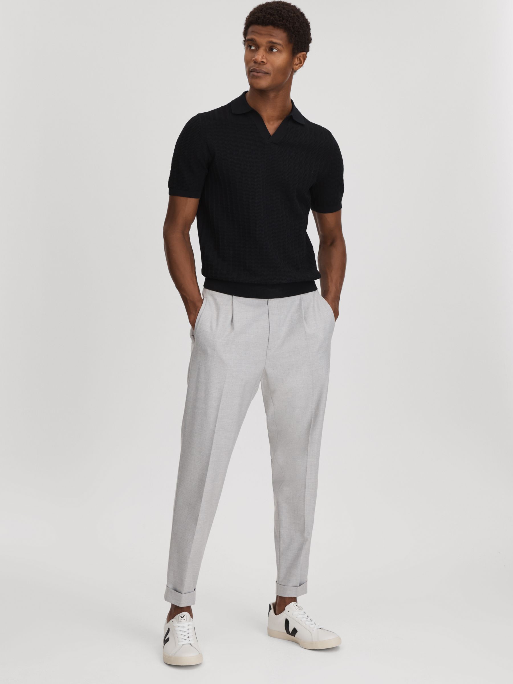 Veja Leather Trainers in Extra White Black - Image 2 of 3