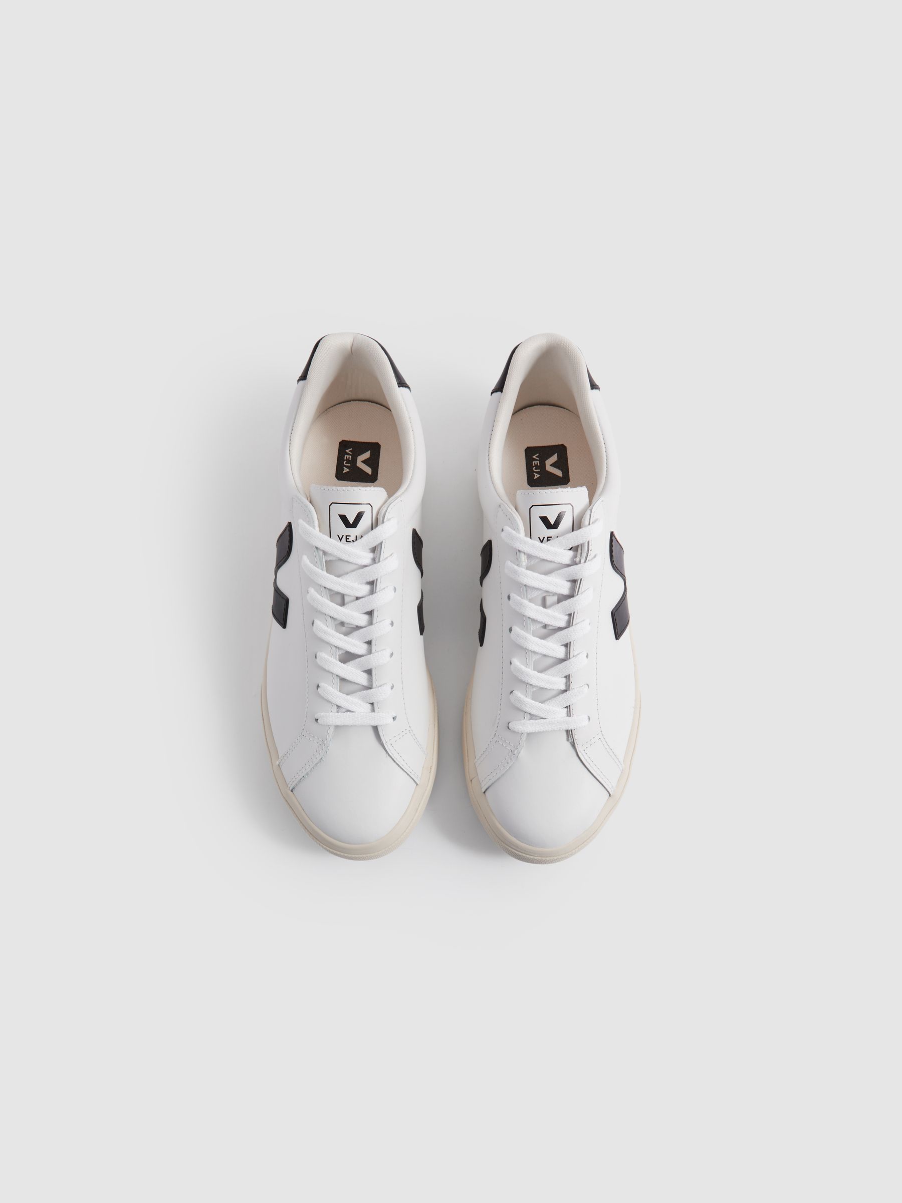 Veja Leather Trainers in Extra White Black - Image 3 of 3
