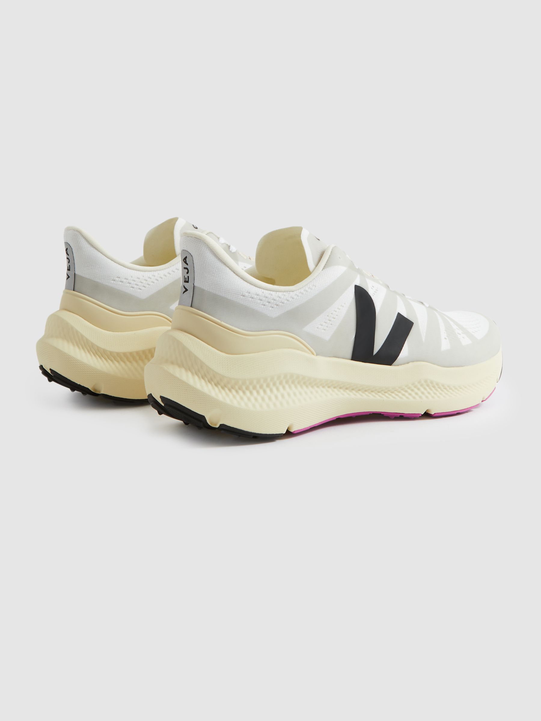 Veja Mesh Running Trainers in White/Black - Image 3 of 4