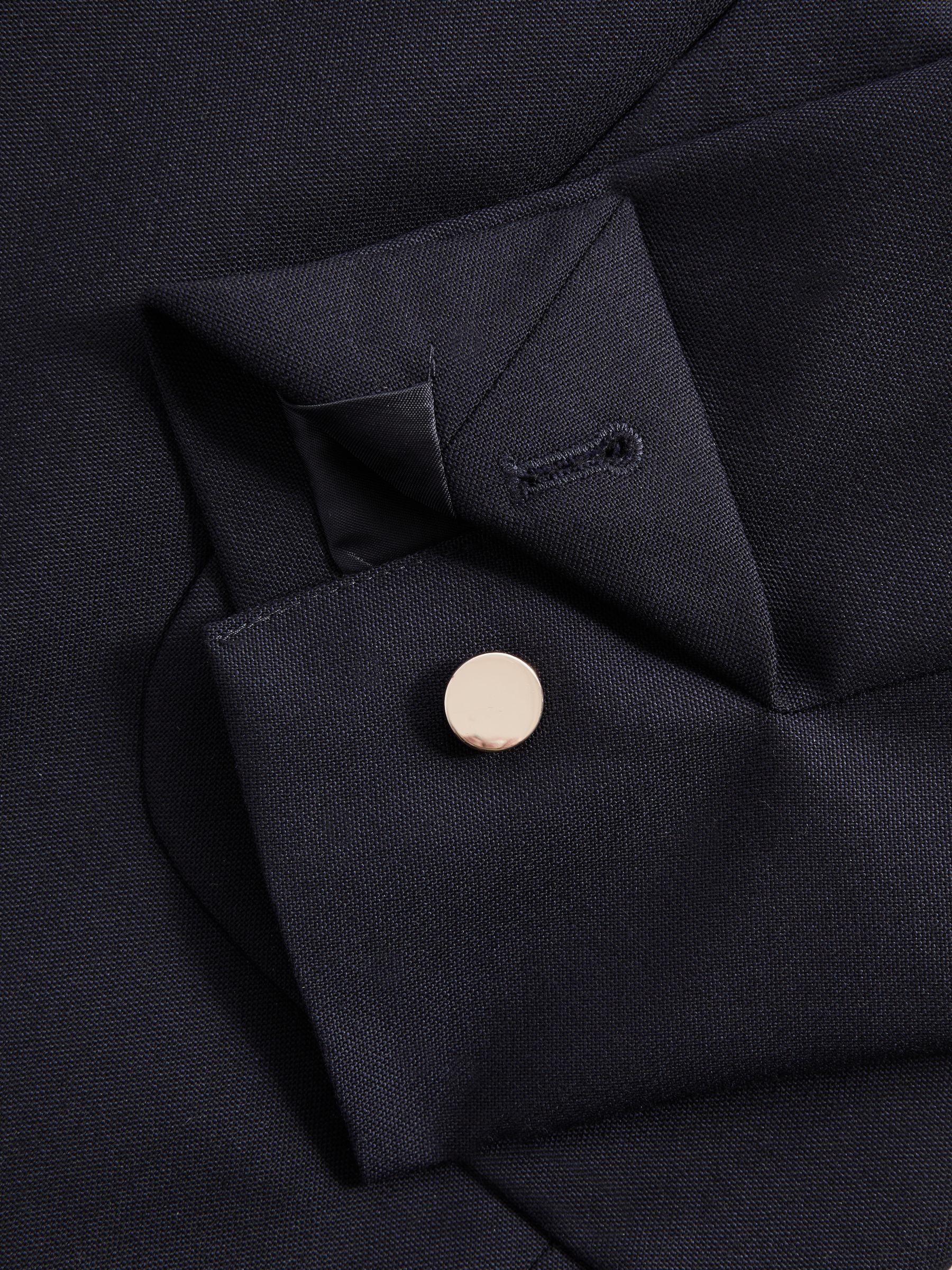Slim Fit Wool Double Breasted Blazer in Dark Navy - Image 6 of 7