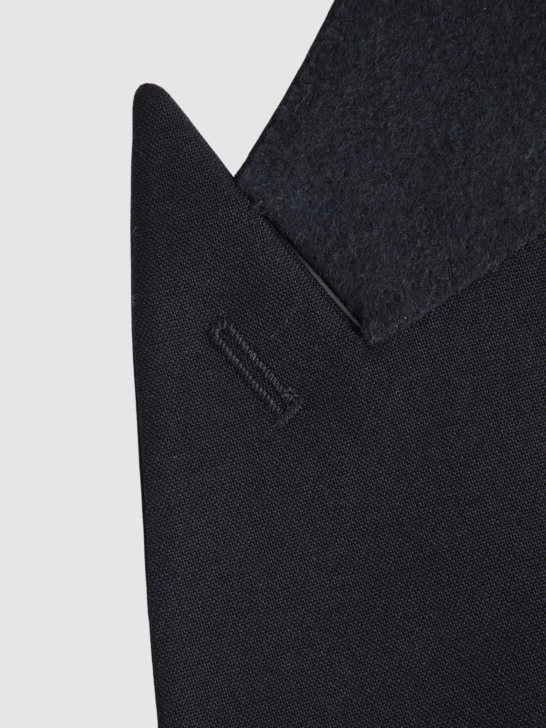 Slim Fit Wool Double Breasted Blazer in Dark Navy - Image 7 of 7