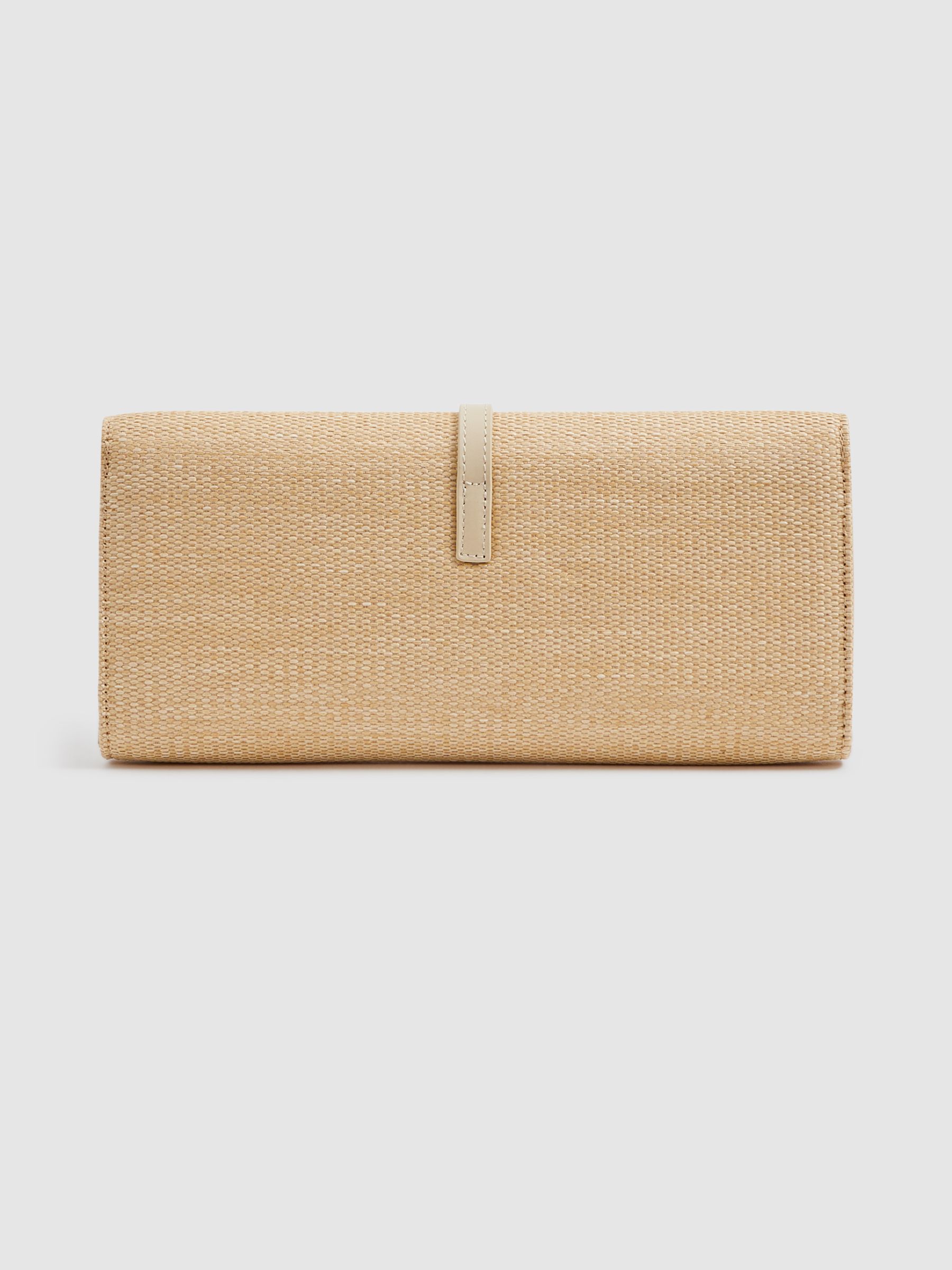 Raffia Baguette Clutch Bag in Natural - Image 4 of 6