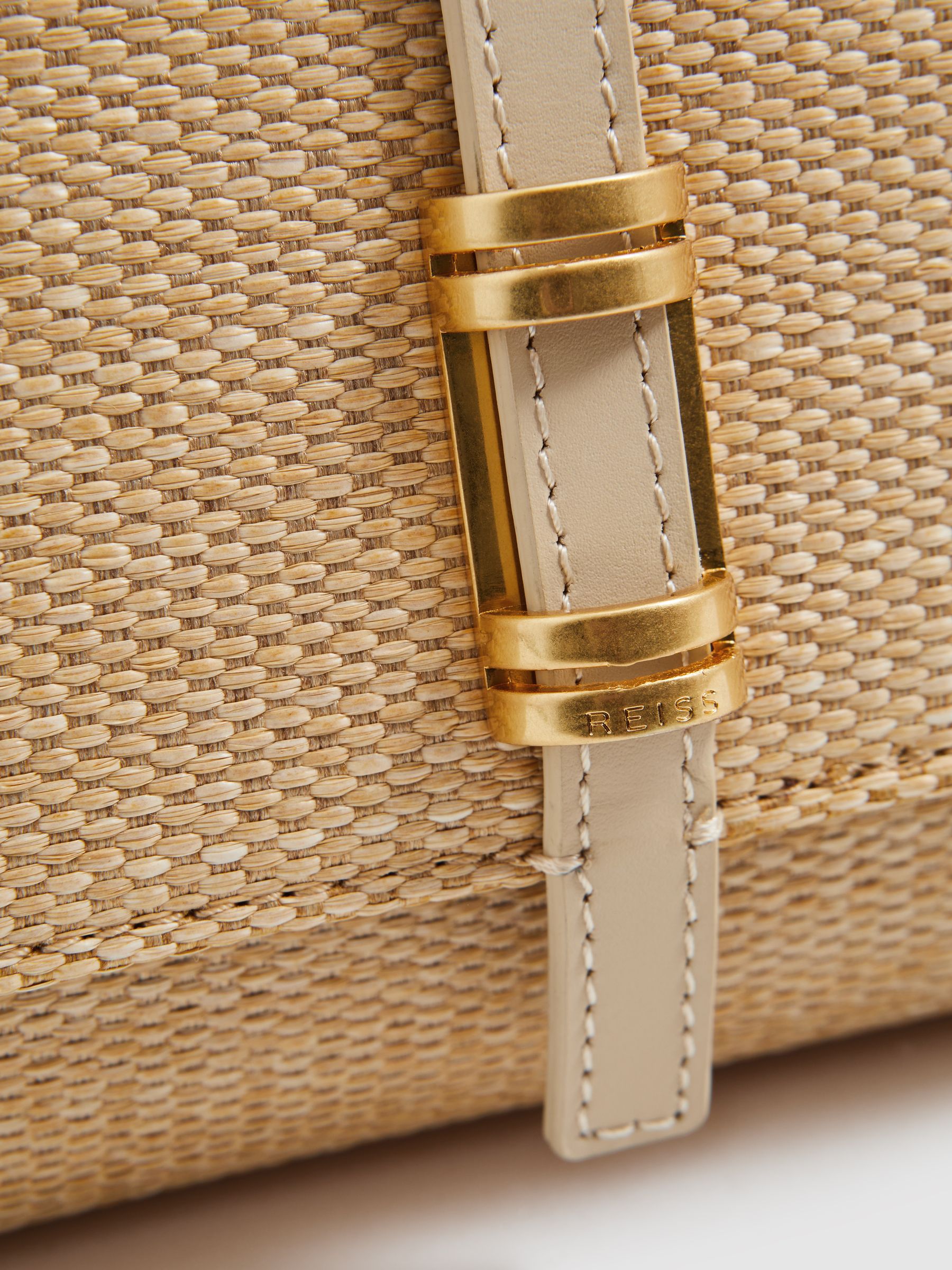 Raffia Baguette Clutch Bag in Natural - Image 6 of 6