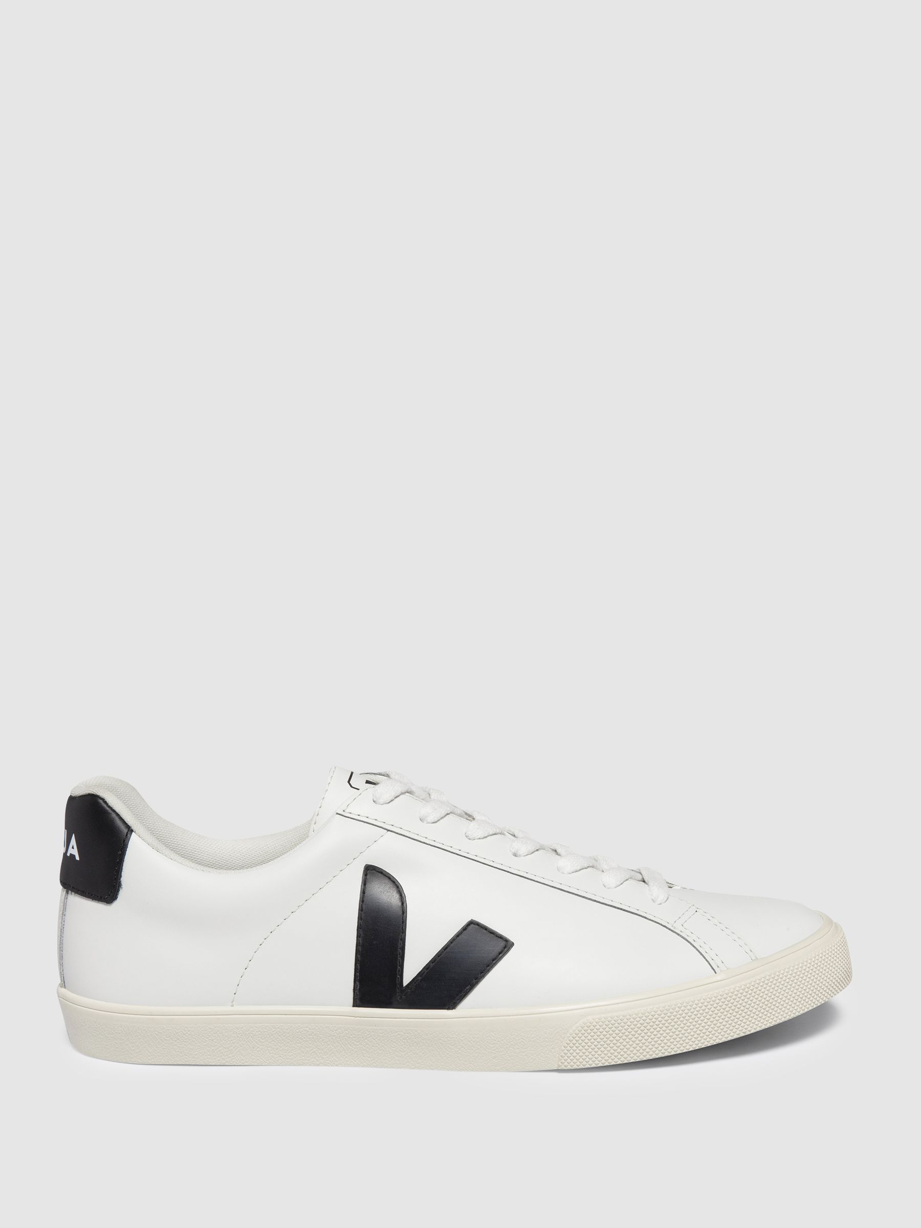 Veja Leather Trainers in Extra White Black - Image 1 of 3