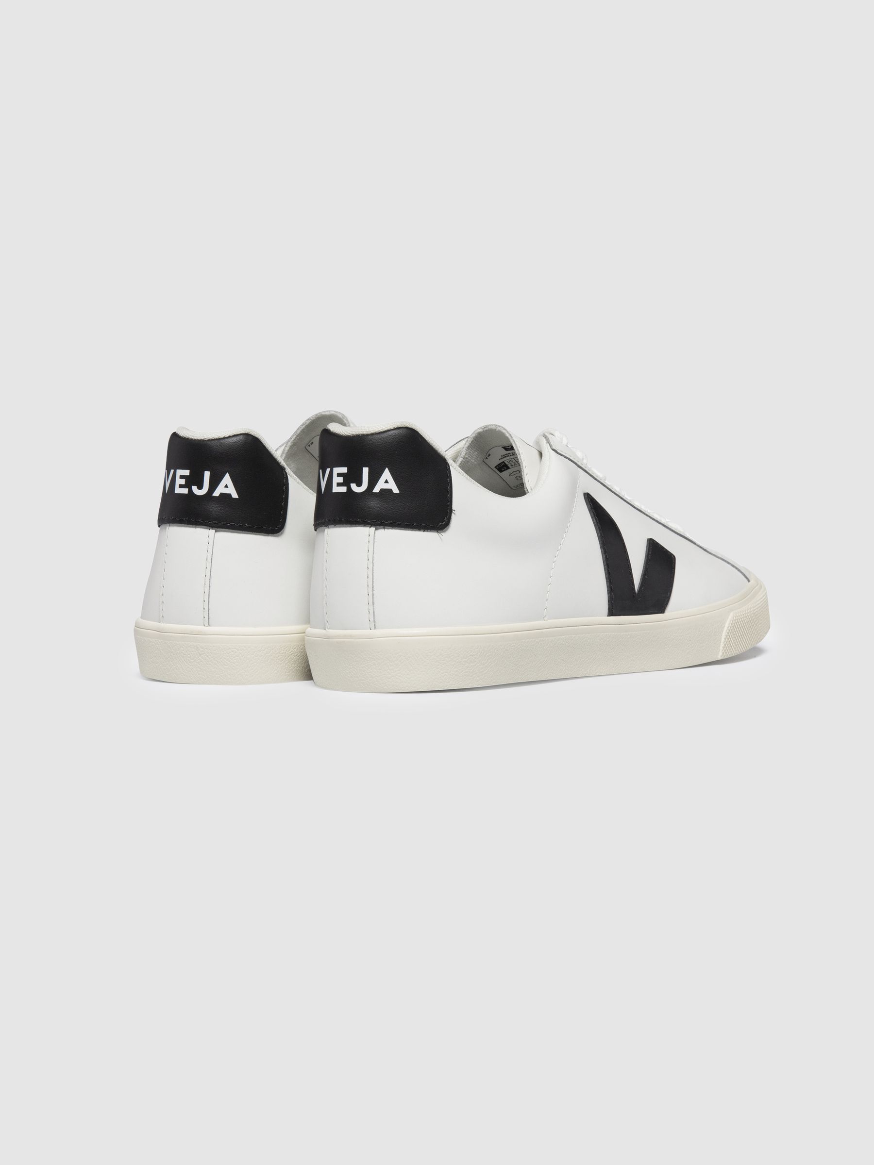 Veja Leather Trainers in Extra White Black - Image 3 of 3