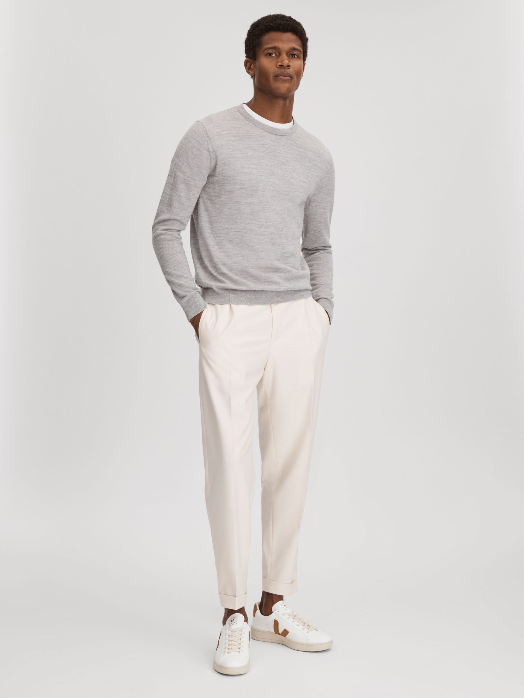 Veja Vegan Leather Trainers in White Camel - Image 2 of 5