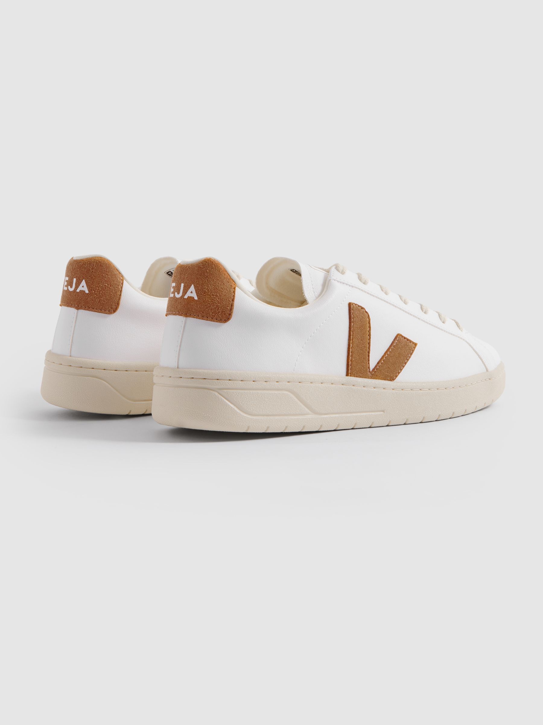 Veja Vegan Leather Trainers in White Camel - Image 4 of 5