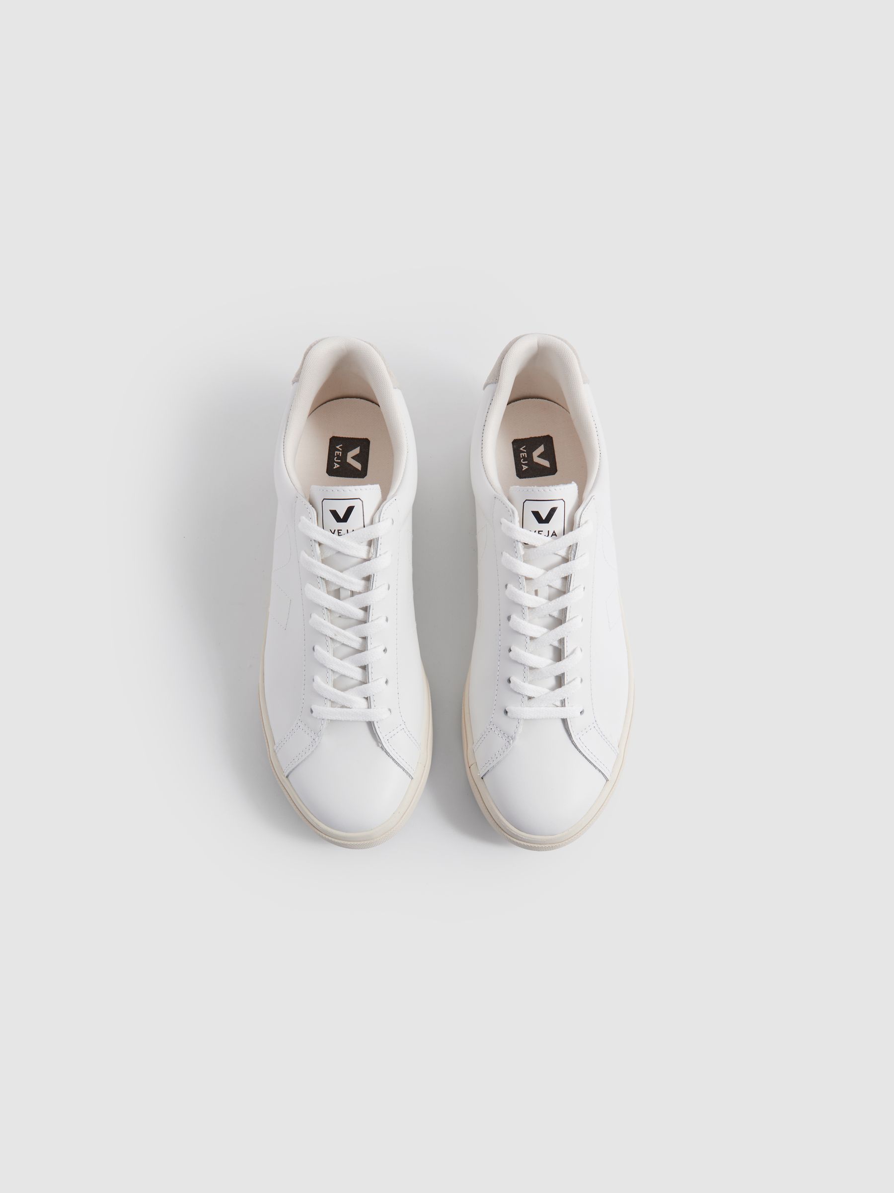 Veja Leather Suede Stitch Trainers in Extra White - Image 3 of 5