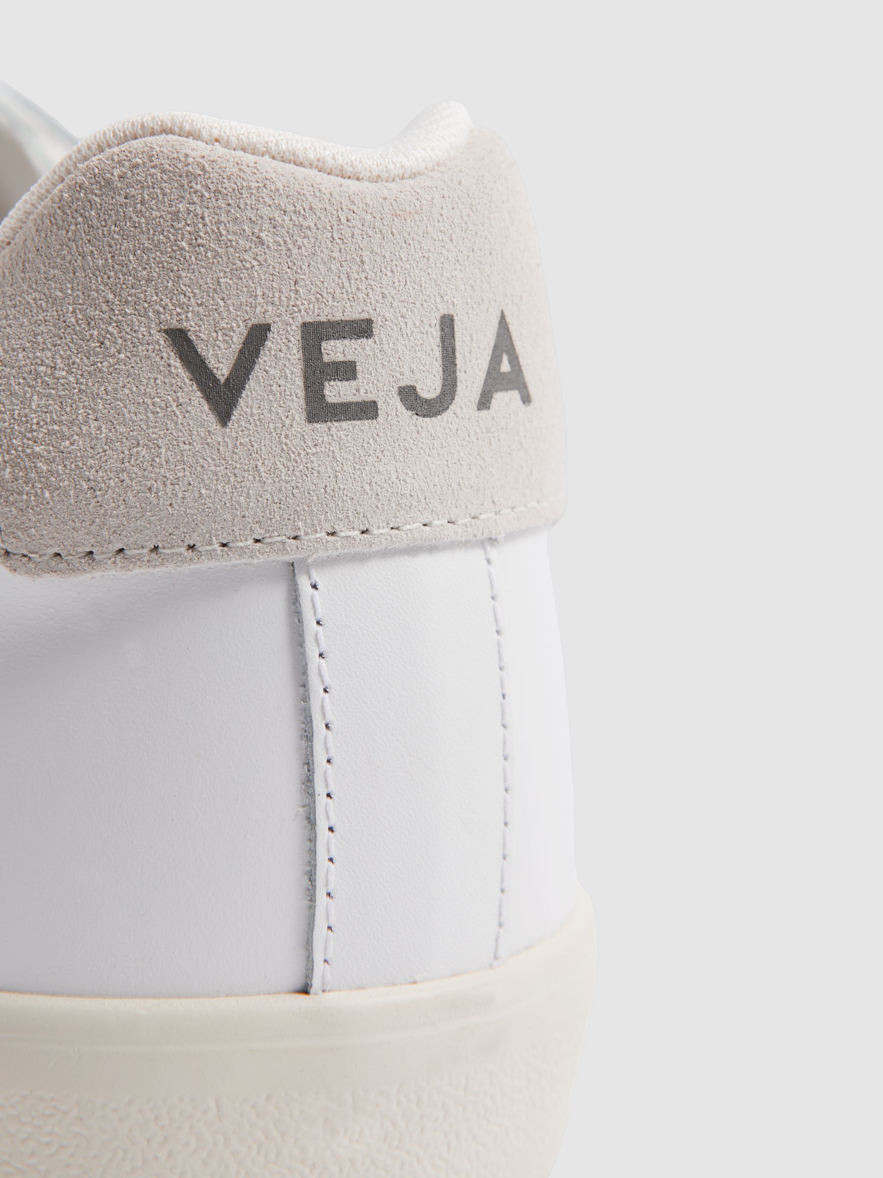 Veja Leather Suede Stitch Trainers in Extra White - Image 5 of 5