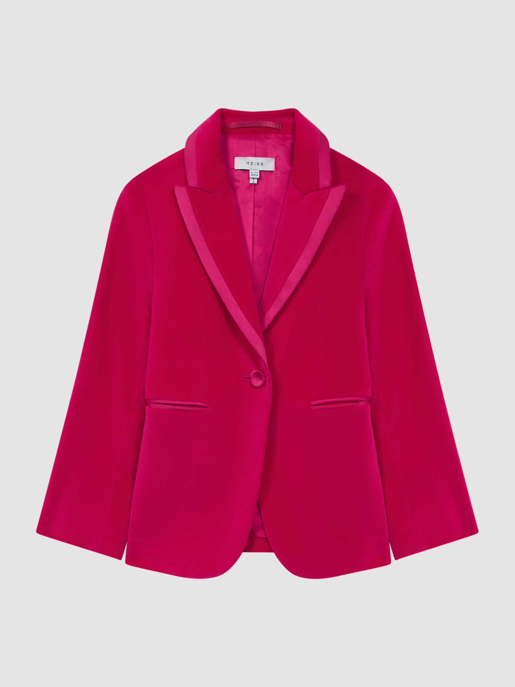 Single Breasted Velvet Blazer in Bright Pink - Image 2 of 6