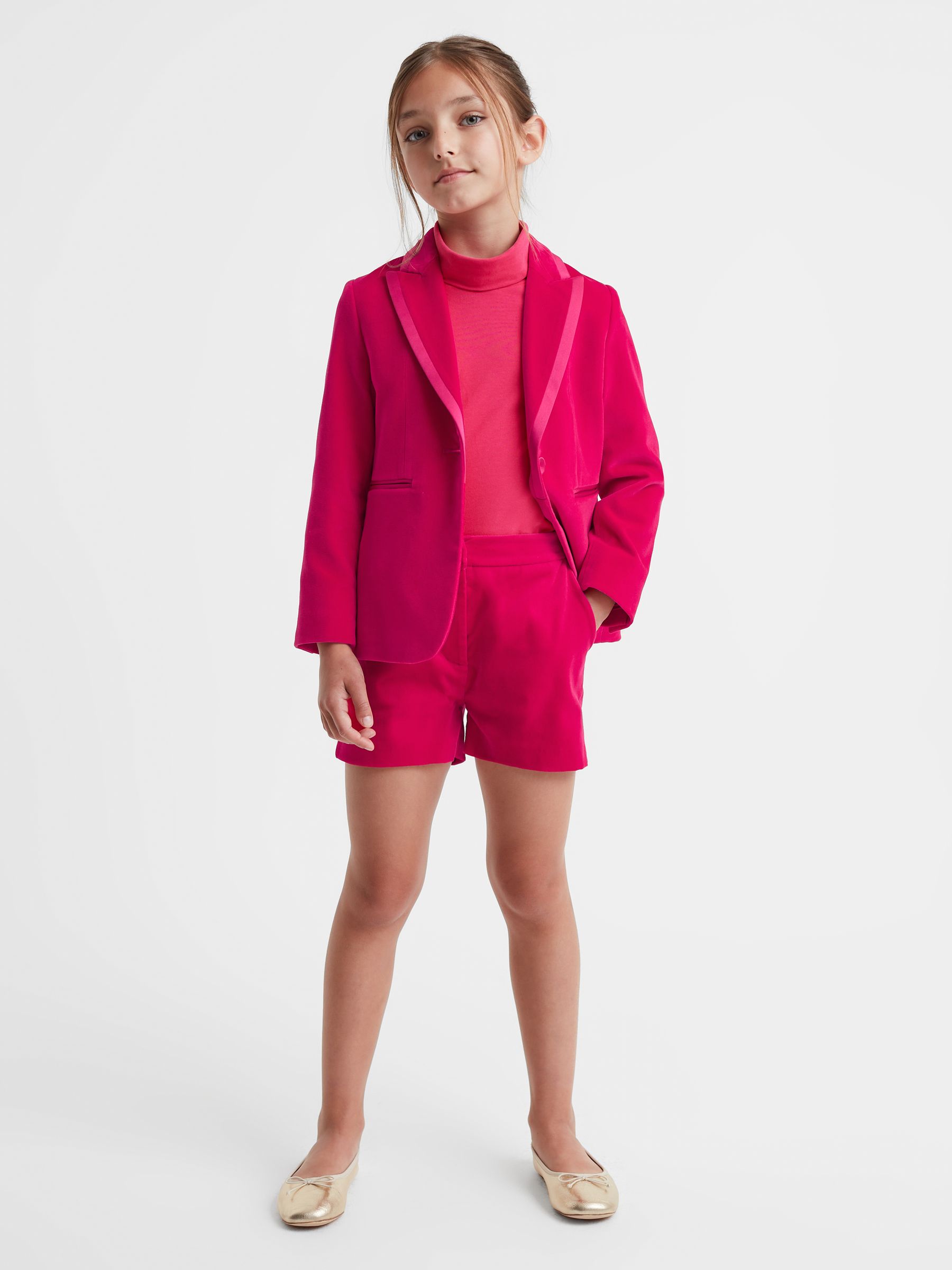 Single Breasted Velvet Blazer in Bright Pink - Image 4 of 6