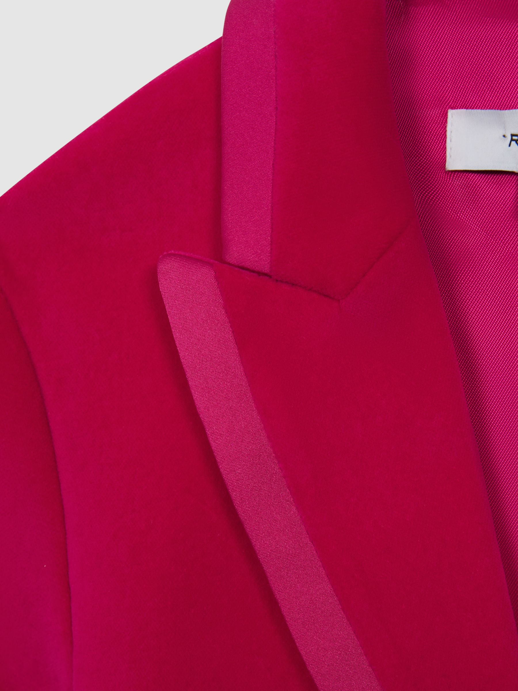 Single Breasted Velvet Blazer in Bright Pink - Image 6 of 6