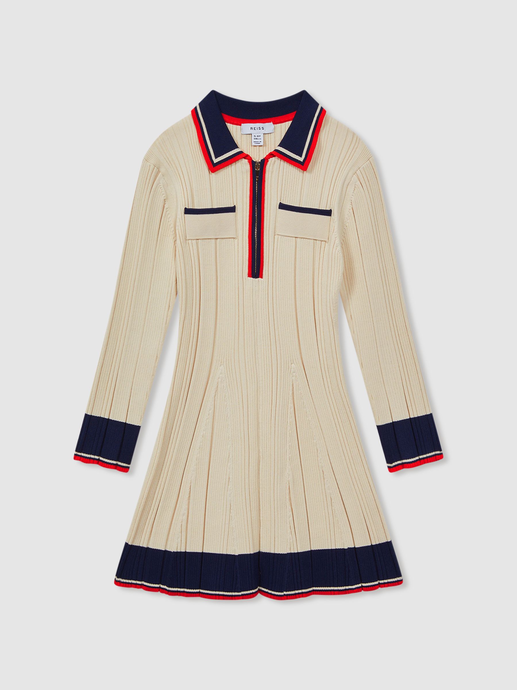 4-9 yrs Ribbed Colourblock Mini Dress in Camel - Image 2 of 5