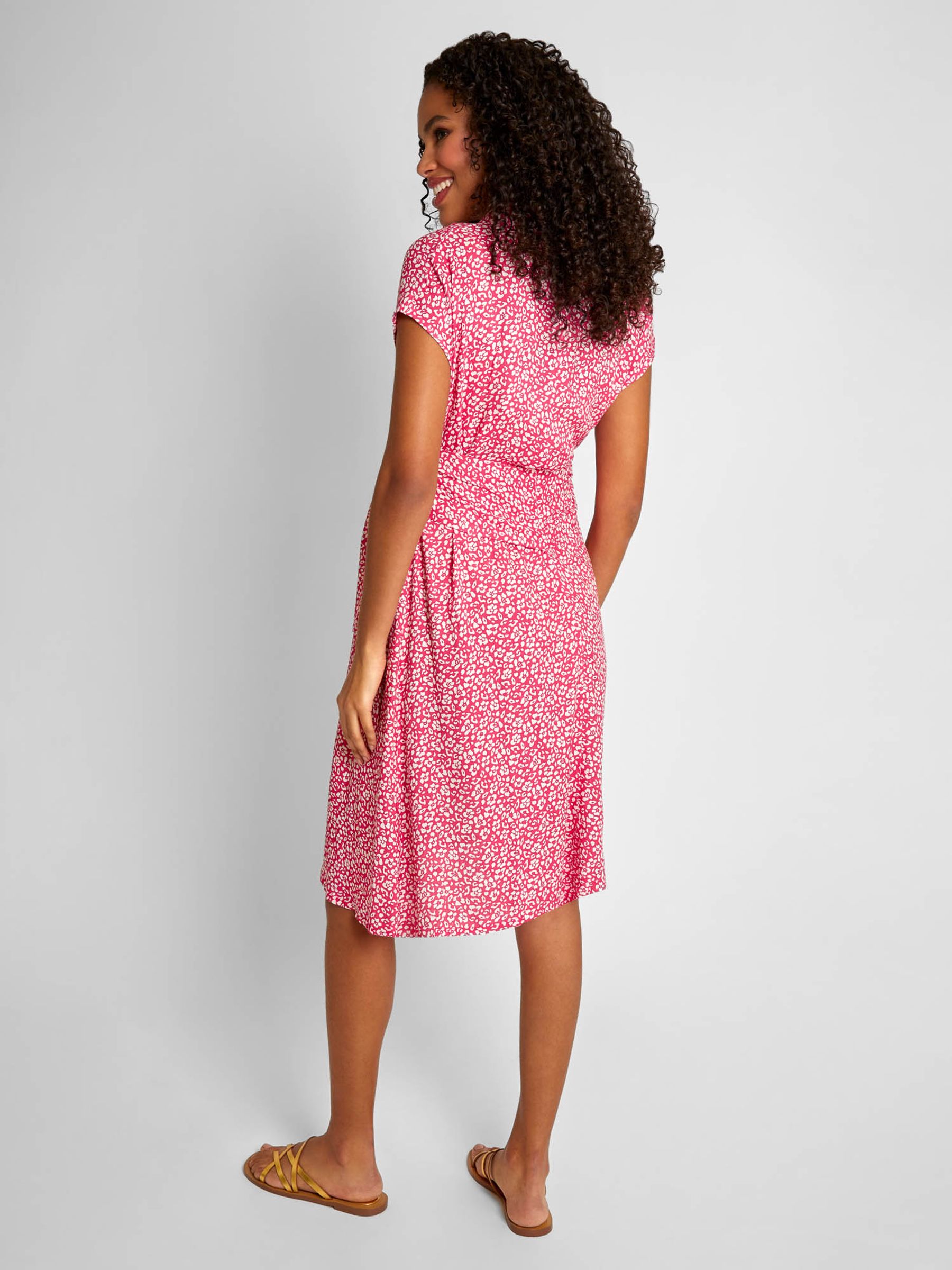 Pink Animal Floral Print Maternity Shirt Dress With Tie - Image 3 of 5