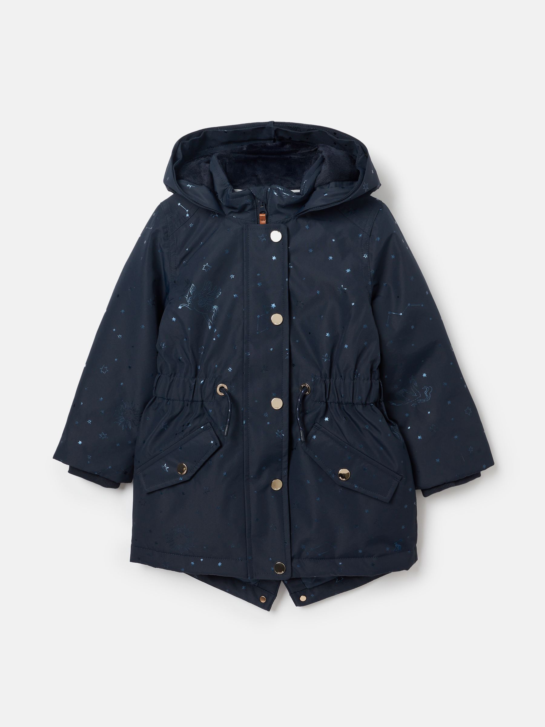 Girls' Alix Navy Blue Printed Waterproof Parka Coat - Image 3 of 5