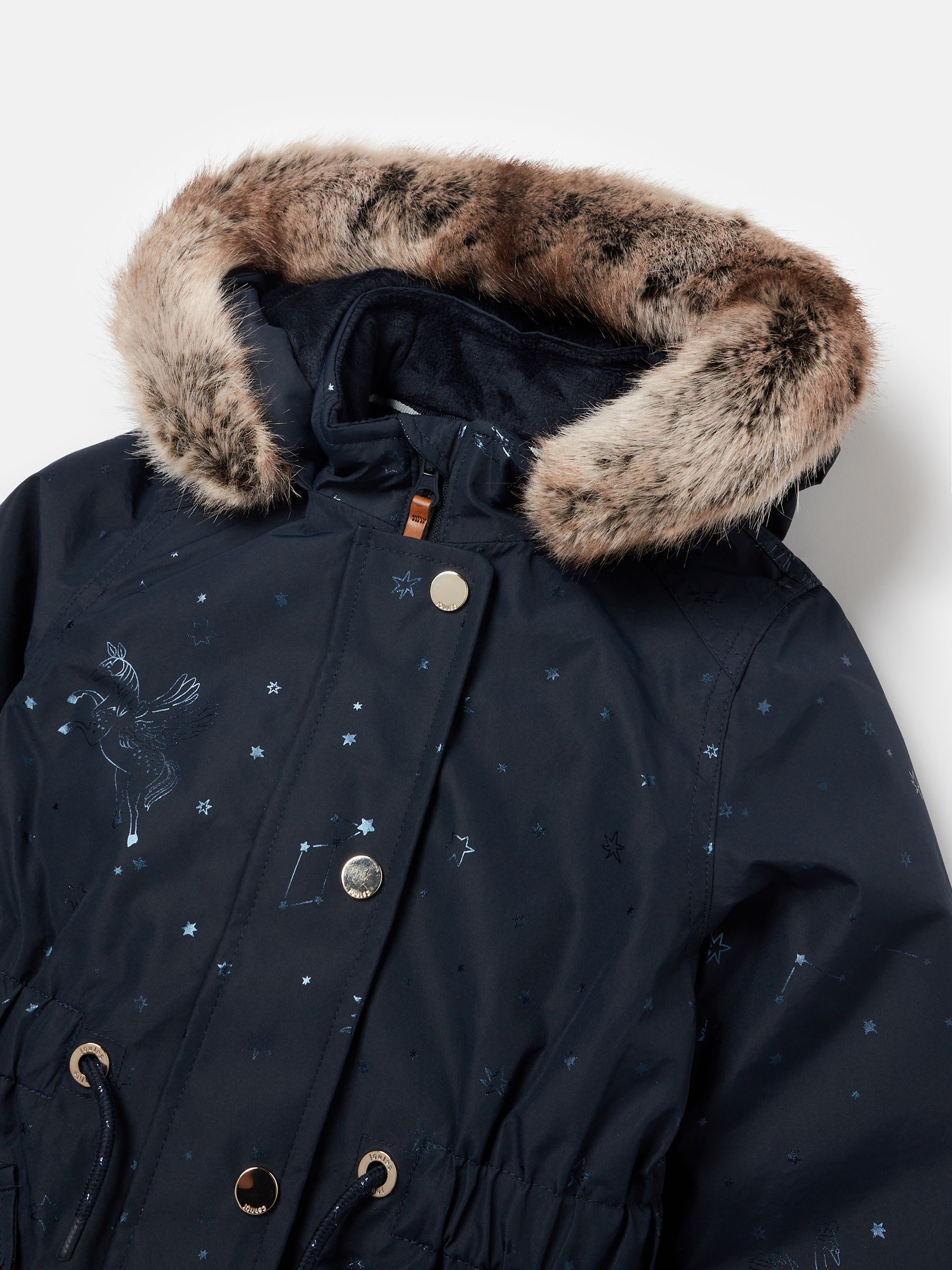 Girls' Alix Navy Blue Printed Waterproof Parka Coat - Image 5 of 5
