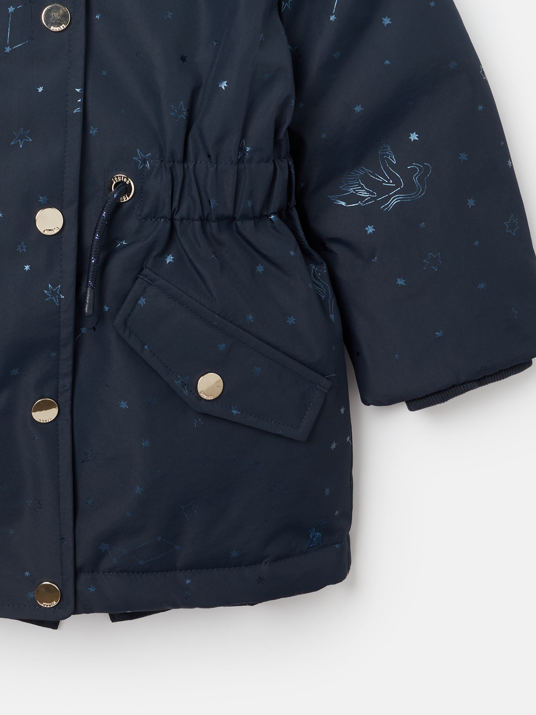 Girls' Alix Navy Blue Printed Waterproof Parka Coat - Image 6 of 7