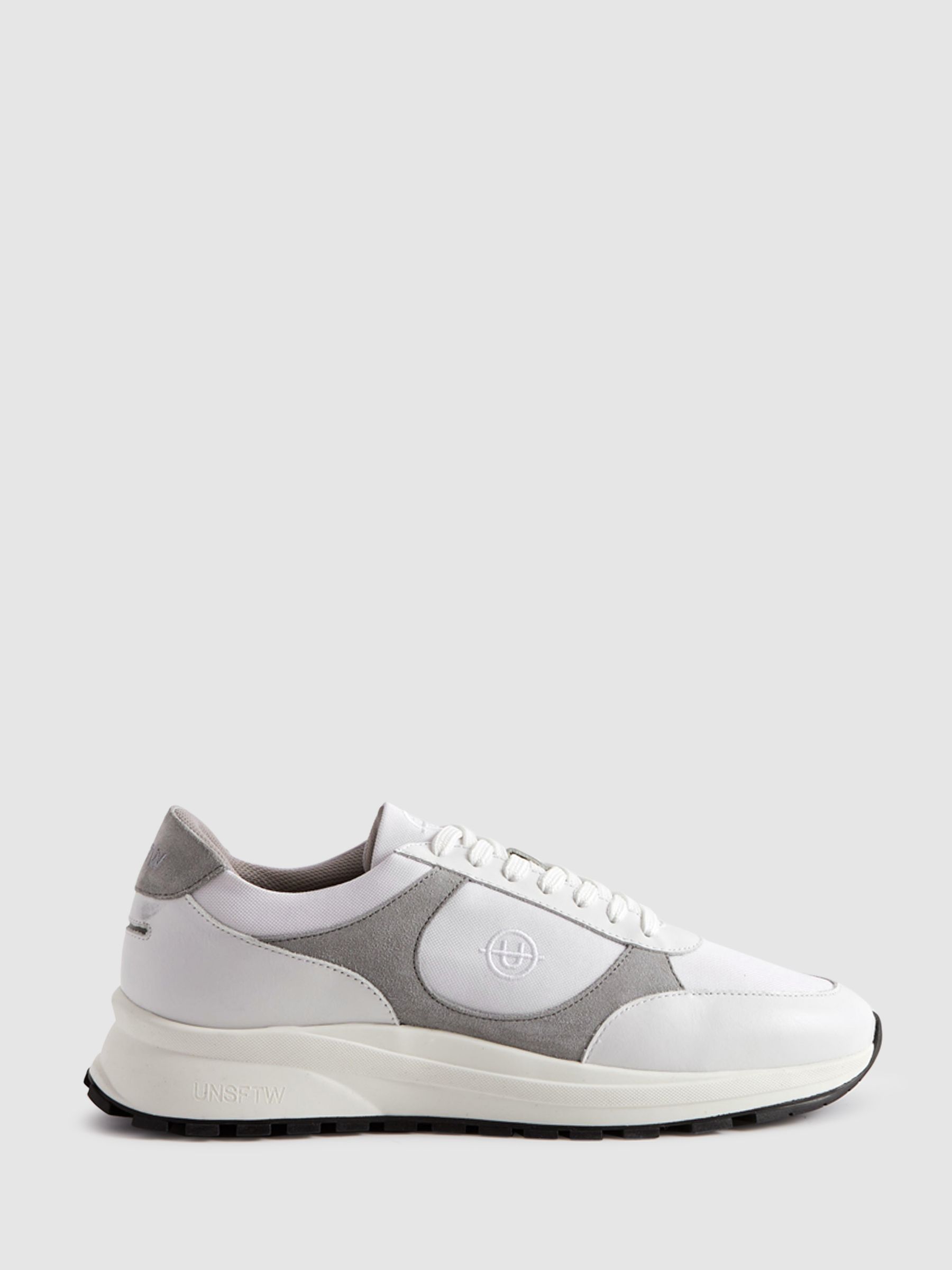 Unseen Suede Leather Plemont Trainers in Grey/White - Image 1 of 5