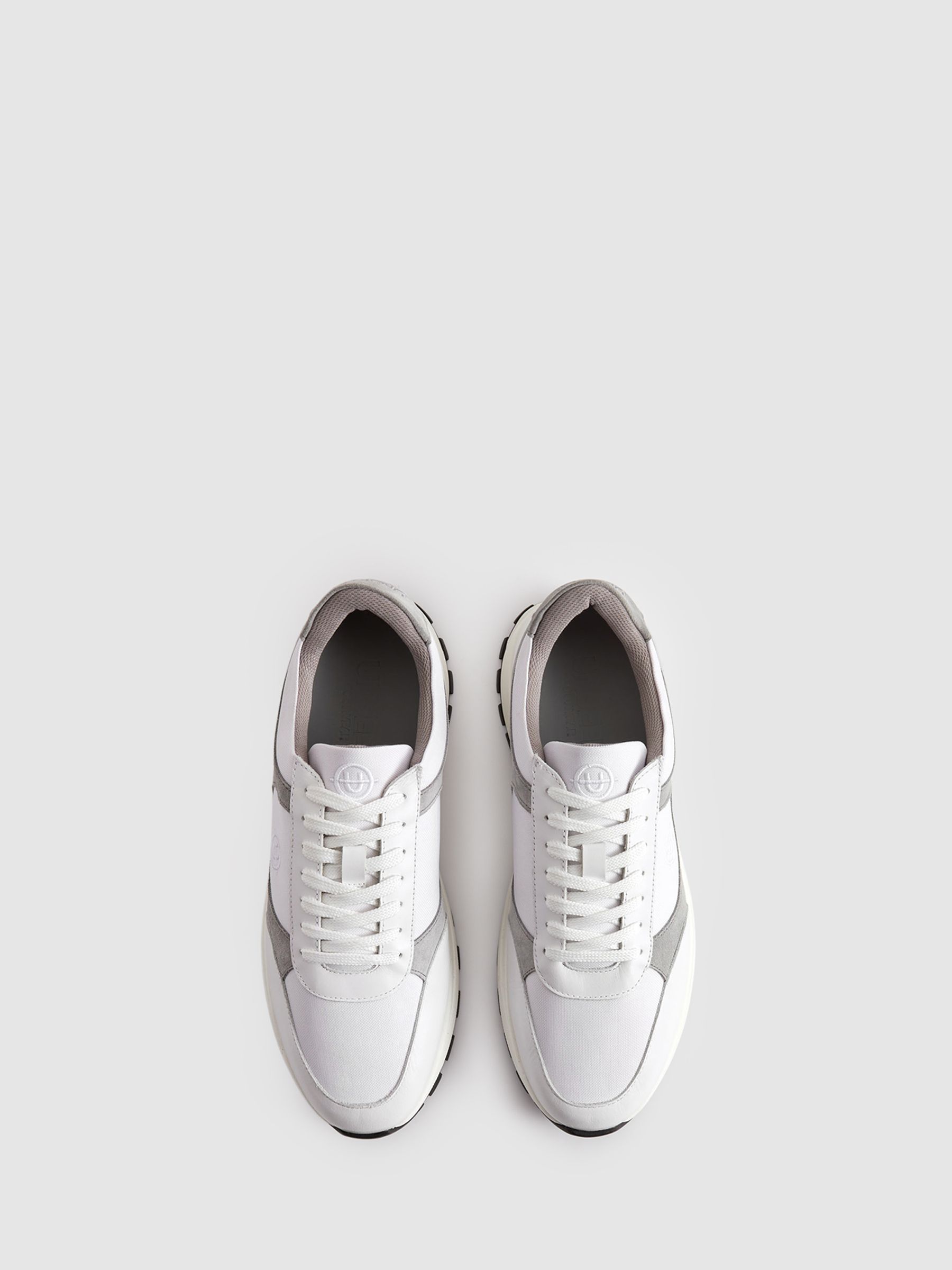 Unseen Suede Leather Plemont Trainers in Grey/White - Image 3 of 5